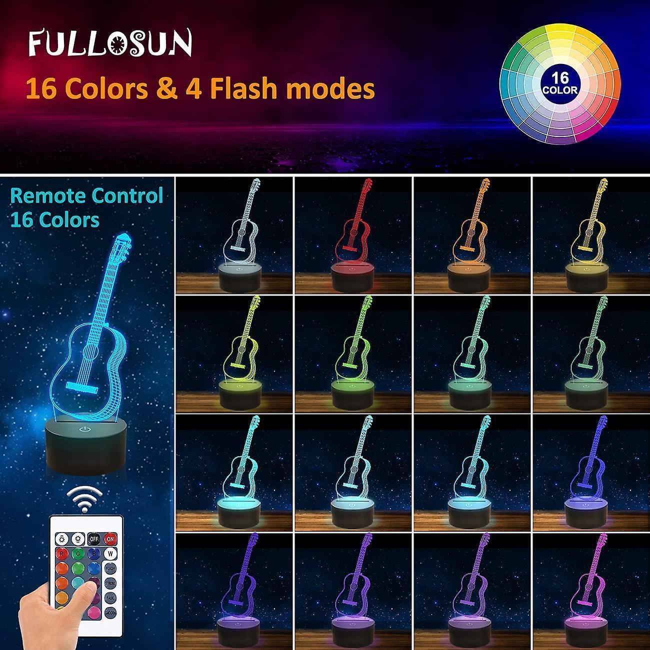 3D Night Light Guitar Gifts for Music Lovers, 3D Illusion Lamp with Remote Gift - Image 2