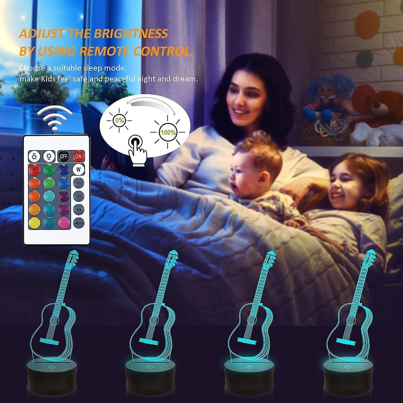 3D Night Light Guitar Gifts for Music Lovers, 3D Illusion Lamp with Remote Gift - Image 3