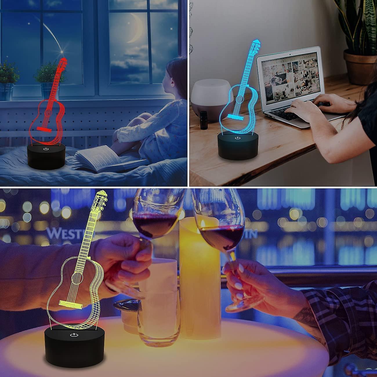 3D Night Light Guitar Gifts for Music Lovers, 3D Illusion Lamp with Remote Gift - Image 4
