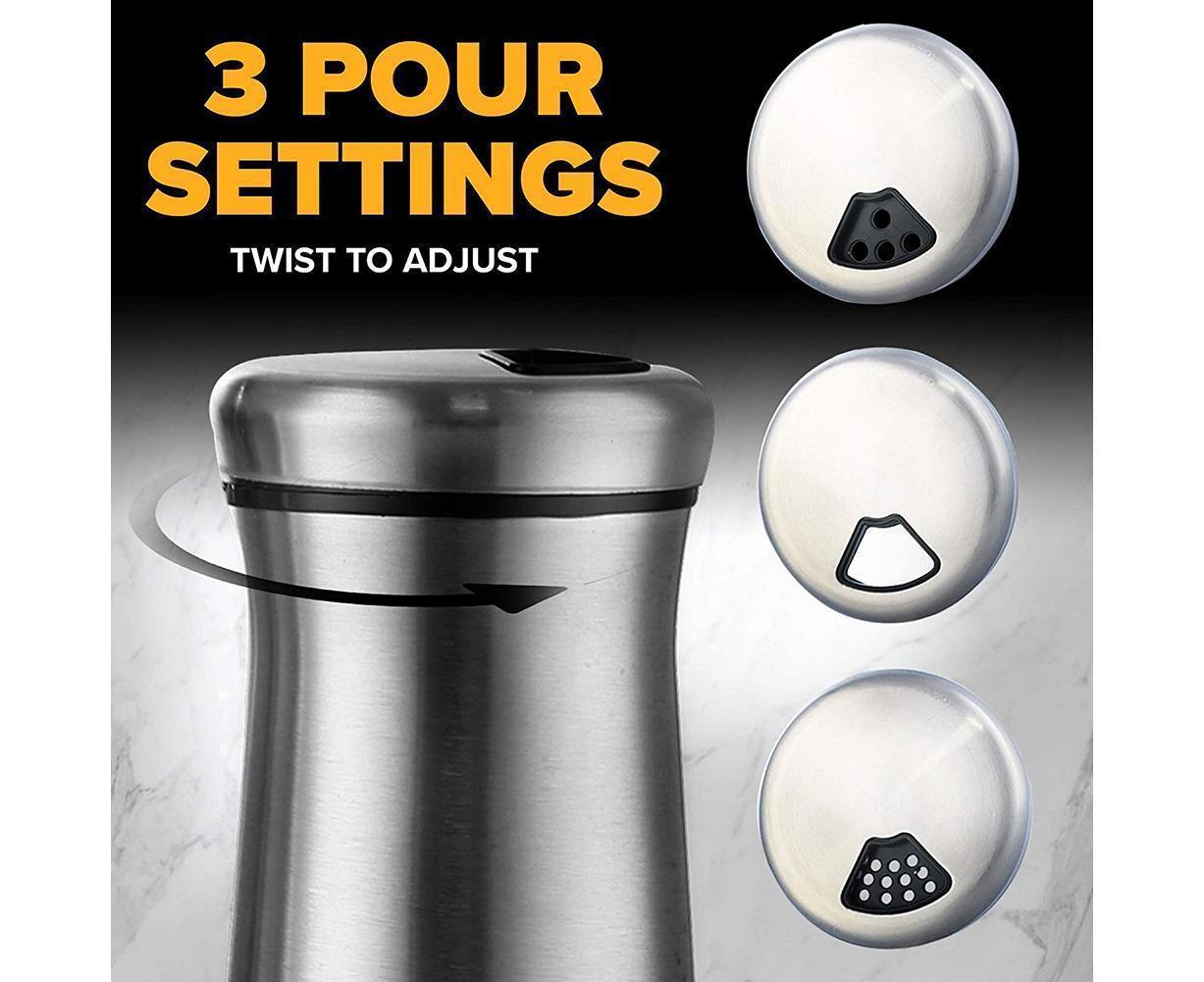 Salt Spice Shaker Dispenser Adjustable Pour Holes Stainless Steel Pepper Box Can-Silver - Image 3