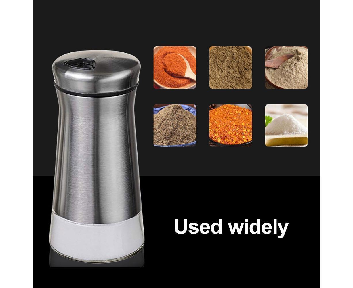 Salt Spice Shaker Dispenser Adjustable Pour Holes Stainless Steel Pepper Box Can-Silver - Image 8