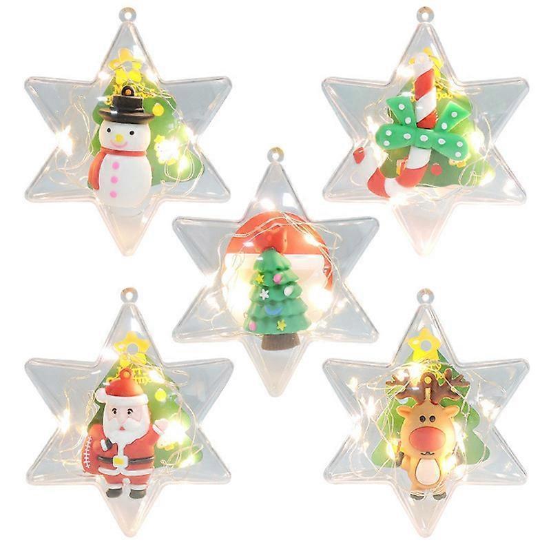 Christmas Tree Decorations LED Lights Luminous Pendants Ornaments Hanging Christmas Socks Santa Claus Snowman Snowflakes Window/Court/Fireplace/Patio/ - Image 3