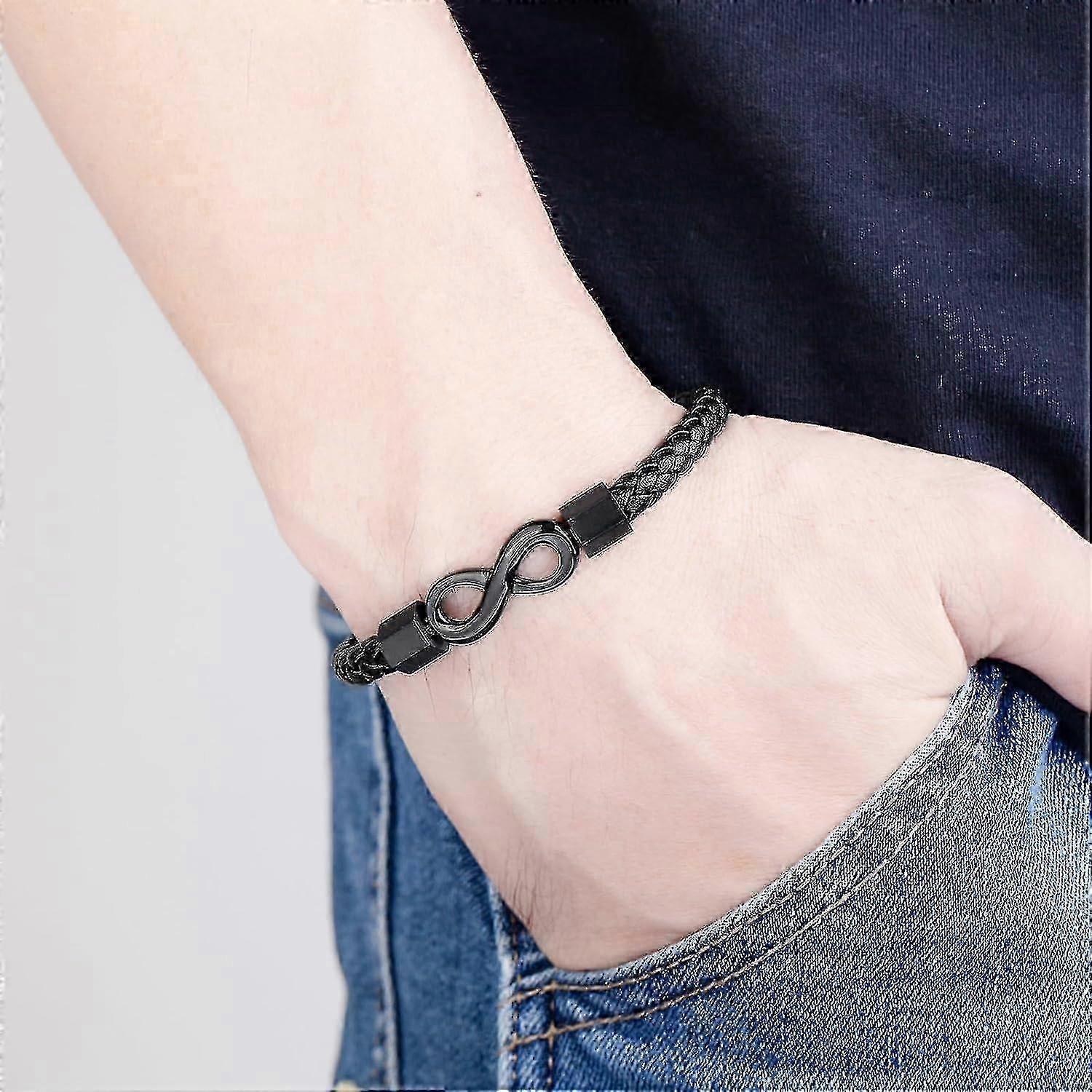 To My Man, Infinity Leather Bracelet Husband Gifts From Wife I Love You Forever And Always Bracelet Boyfriend Anniversary Birthday Christmas Fathers G - Image 2