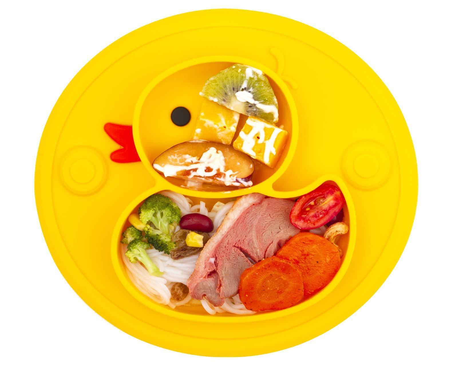 Babies Plate Silicone Babies Plates Suction Placemat Divided Dishes for Babies and Babiess One-Piece Strong Suction, BPA Free, Microwave Dishwasher secure - Image 2