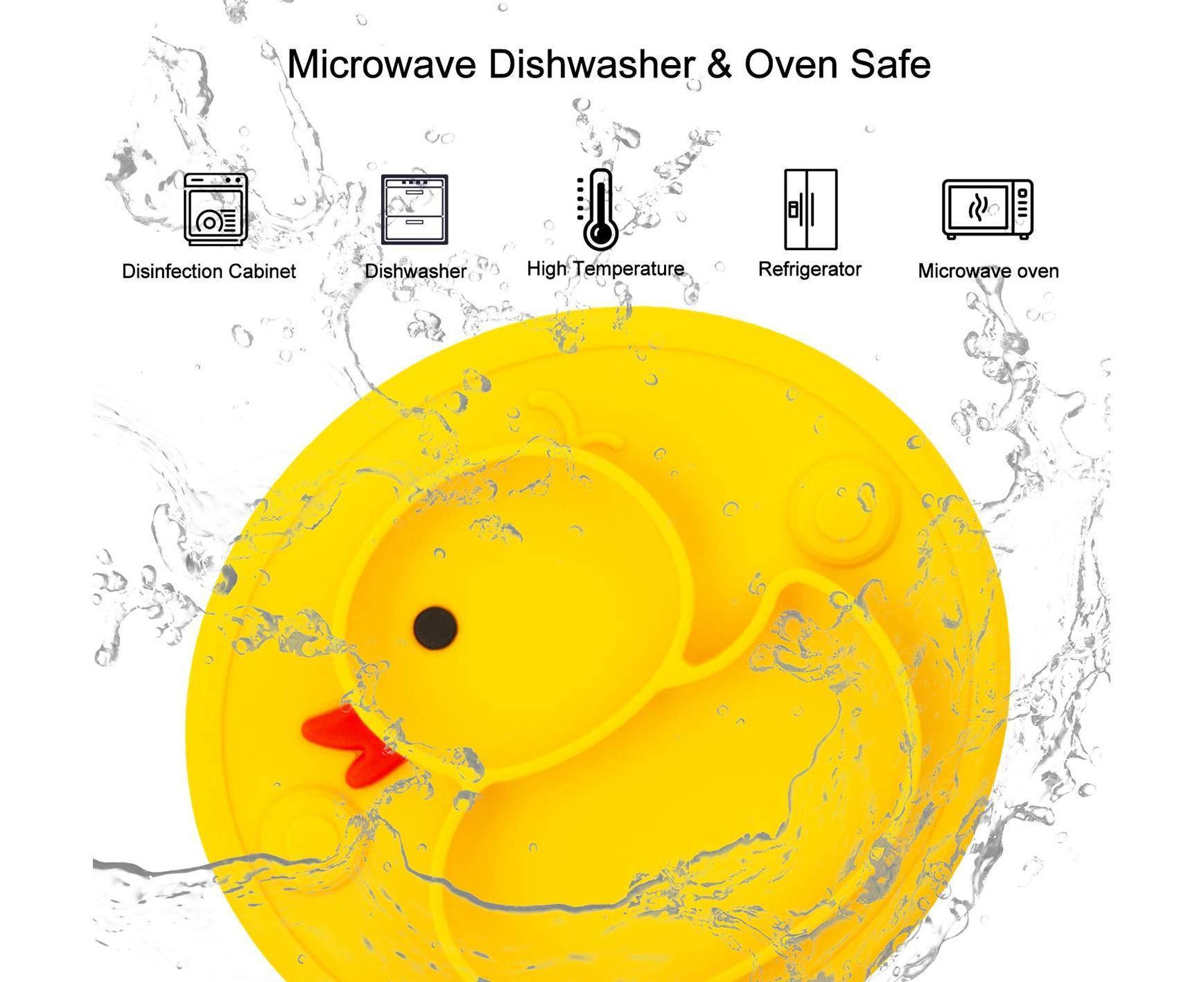 Babies Plate Silicone Babies Plates Suction Placemat Divided Dishes for Babies and Babiess One-Piece Strong Suction, BPA Free, Microwave Dishwasher secure - Image 4