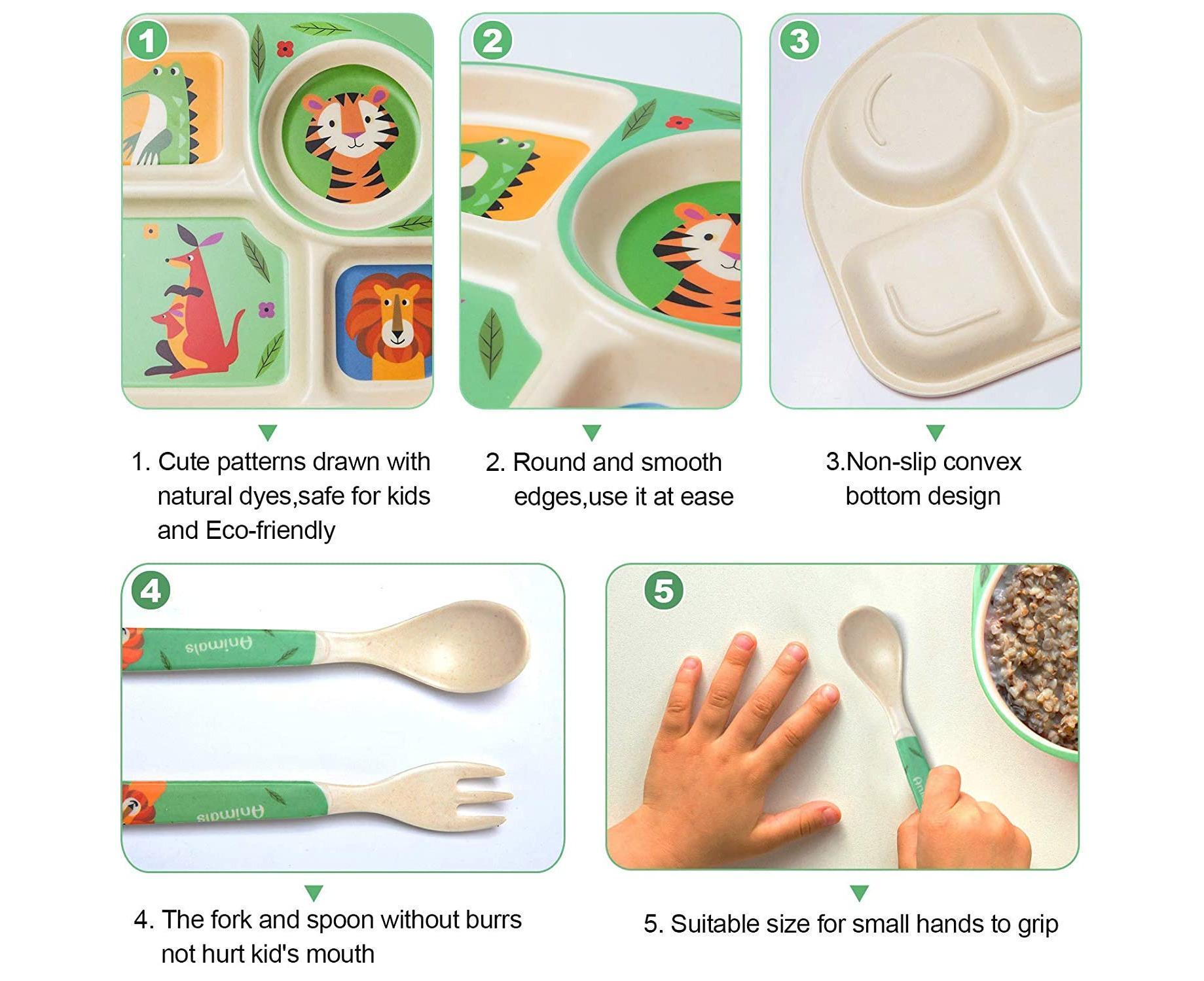Bamboo Babies tableware set, 5-piece tableware set plate, bowl, spoon, fork, cup, recycled natural material bpa free - Image 5