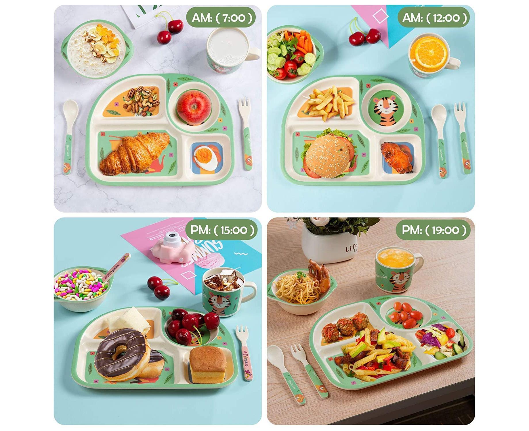 Bamboo Babies tableware set, 5-piece tableware set plate, bowl, spoon, fork, cup, recycled natural material bpa free - Image 6