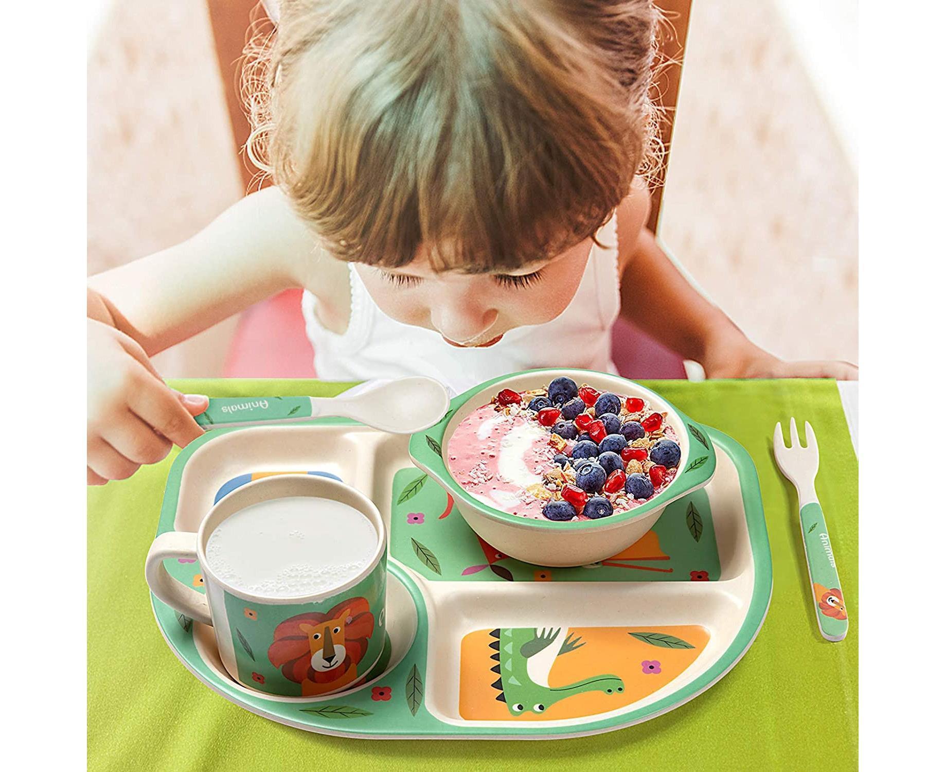 Bamboo Babies tableware set, 5-piece tableware set plate, bowl, spoon, fork, cup, recycled natural material bpa free - Image 7