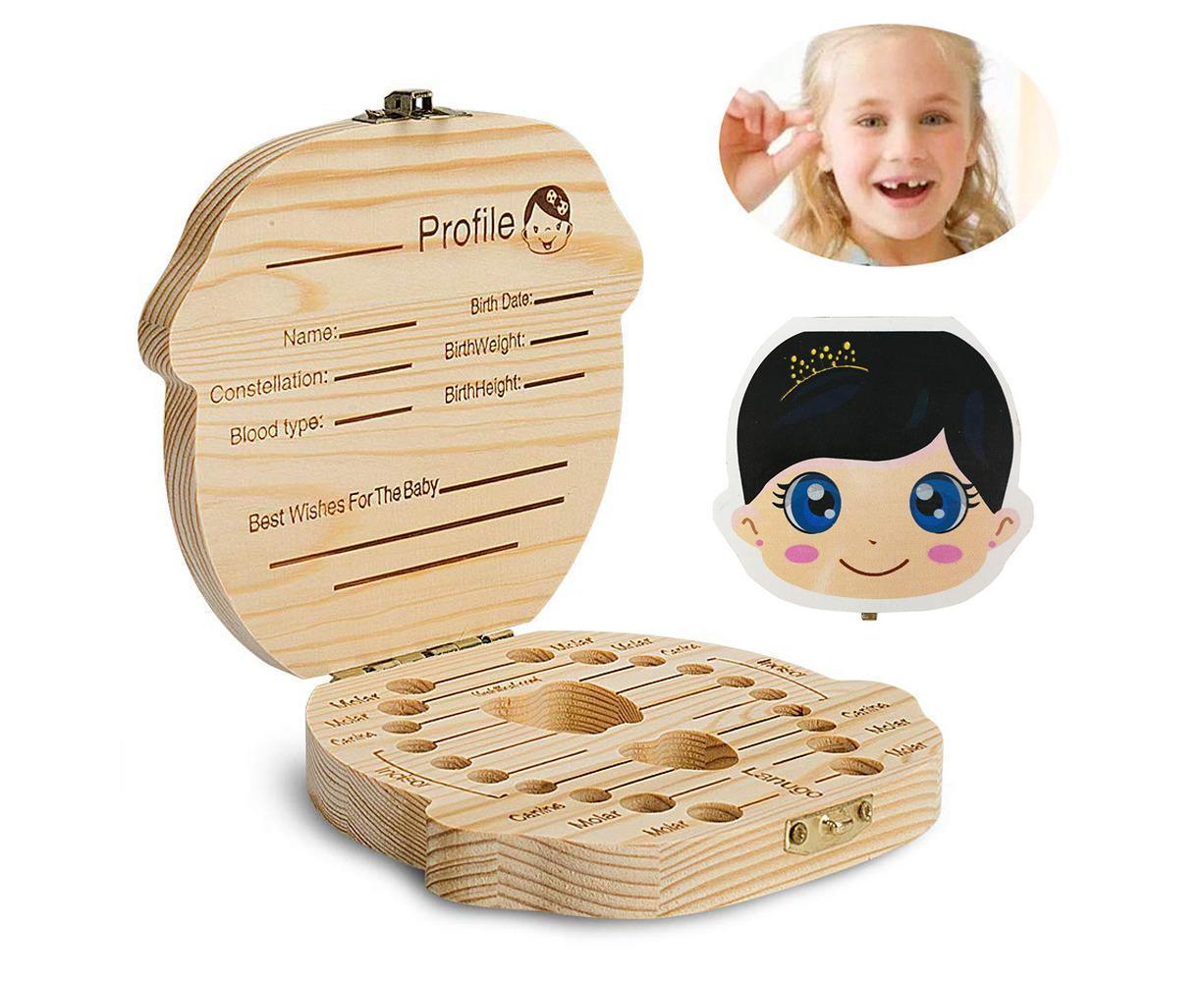Babies Tooth Box Keepsake For Girls,Wooden Tooth Storage And Saver Box For Lost Teeth girl - Image 1