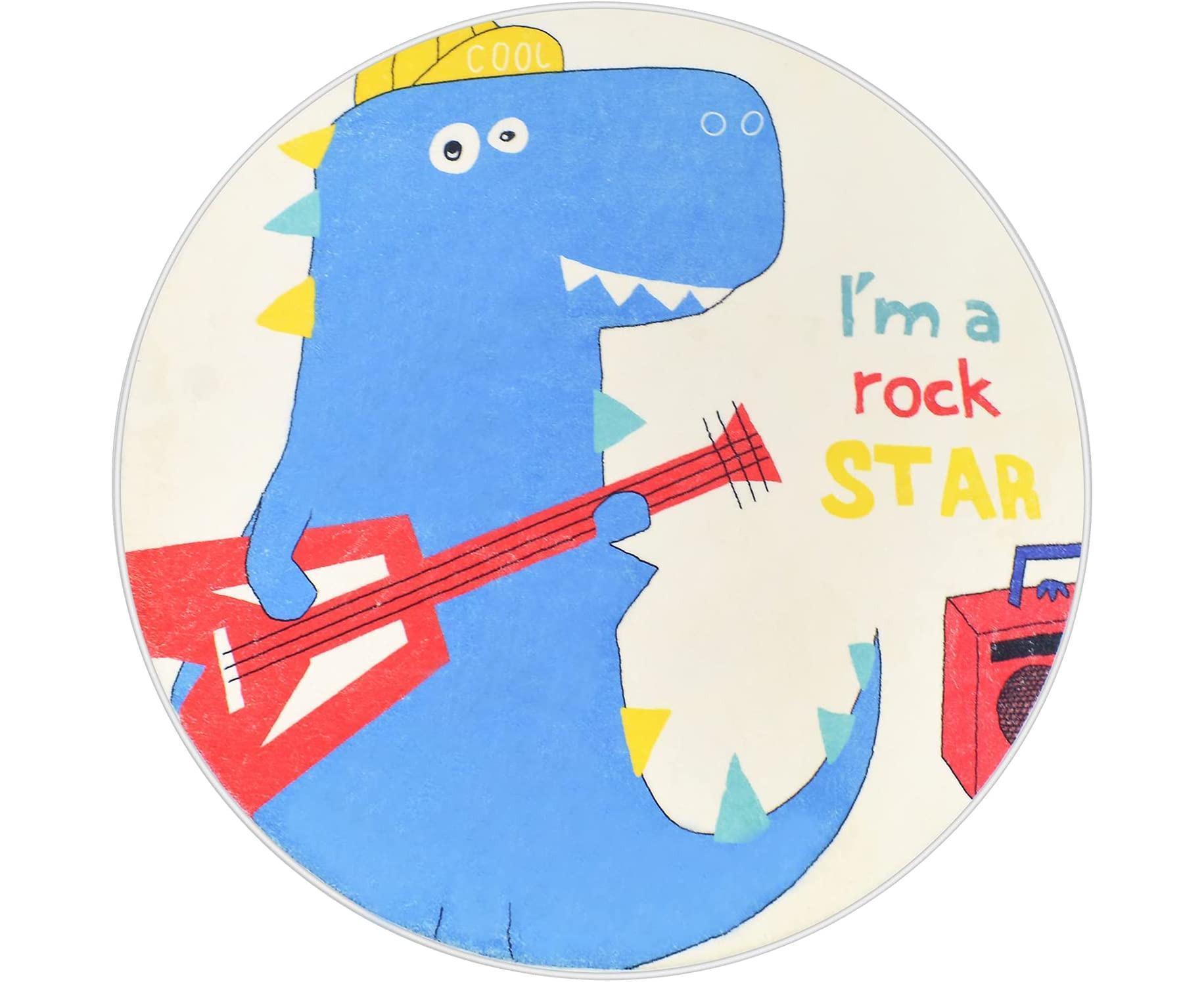 Babies Room Carpet 91cm Round Dinosaur Carpet Cute Bedroom Rug Boys Room Decor Non Slip Babies Rug Babies Play Mat - Image 1