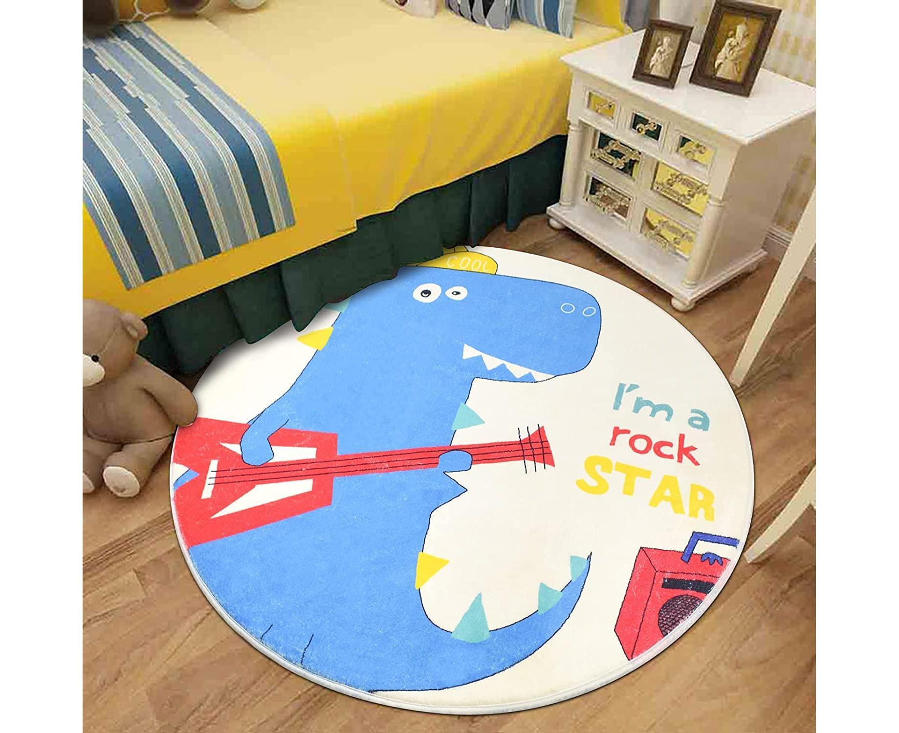 Babies Room Carpet 91cm Round Dinosaur Carpet Cute Bedroom Rug Boys Room Decor Non Slip Babies Rug Babies Play Mat - Image 4