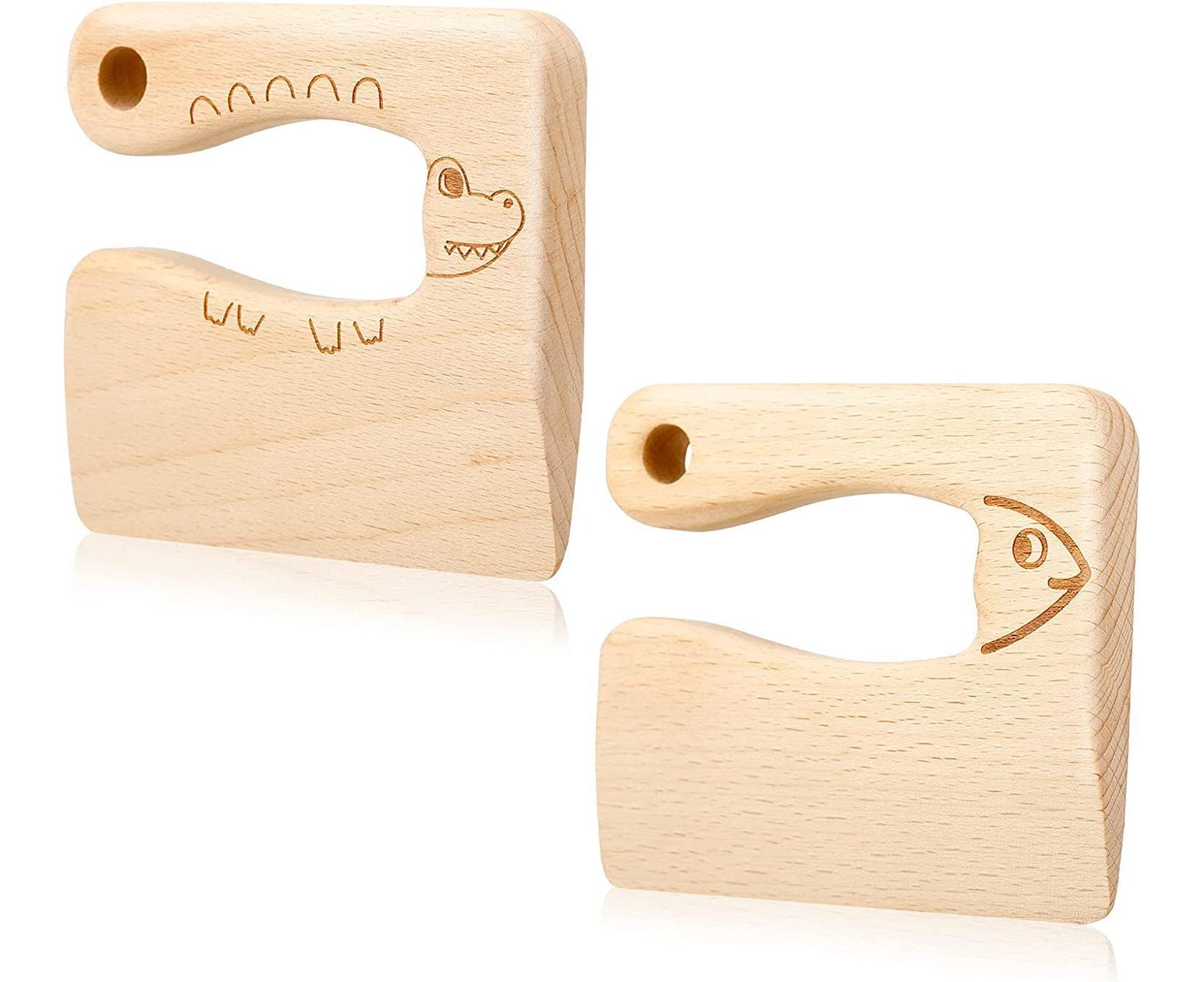 2 Pieces Wooden Babies Knife For Cooking, Babies secure Knives Wooden Babies Knife For Cooking And Cutting Veggies Fruits - Image 1