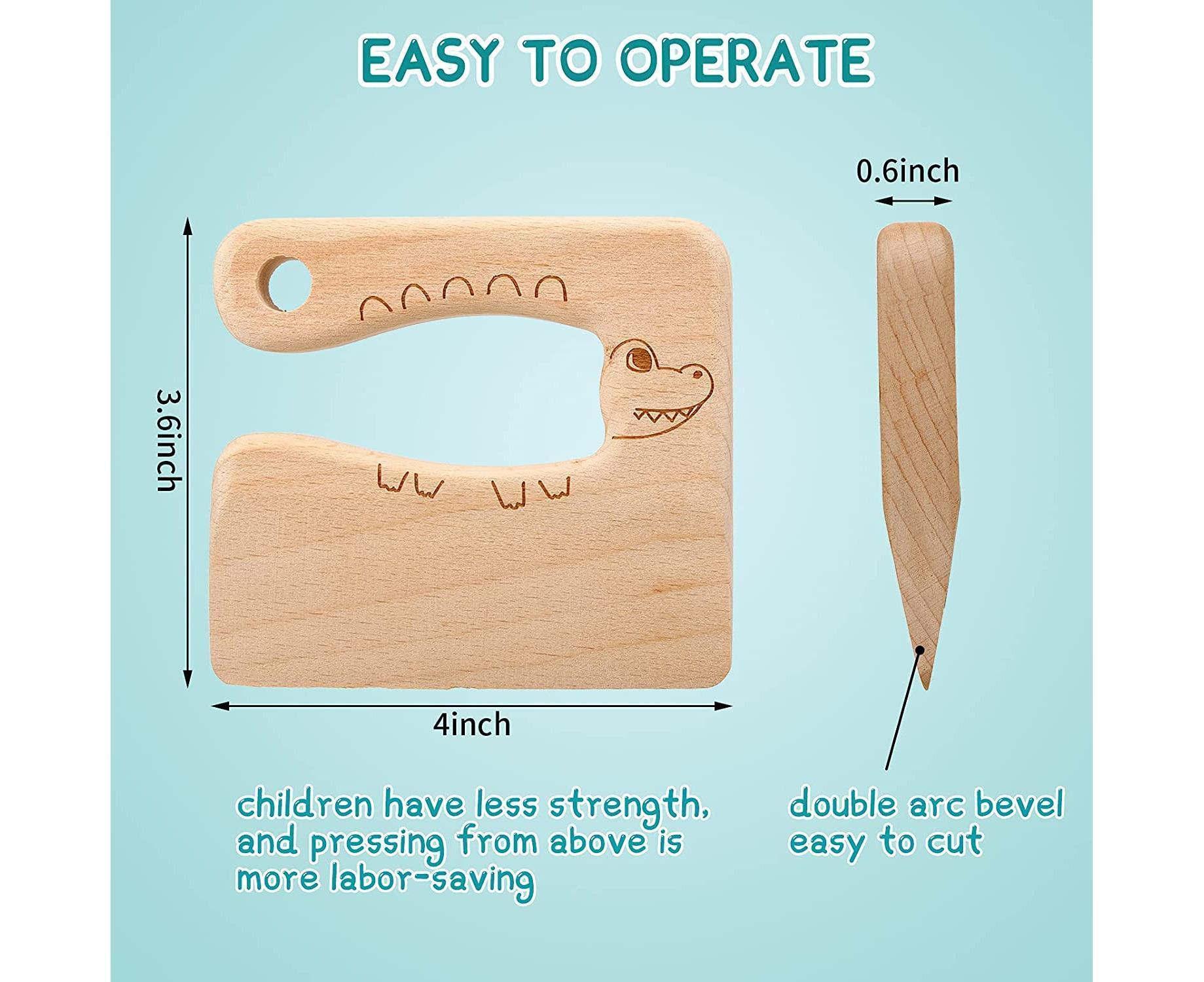 2 Pieces Wooden Babies Knife For Cooking, Babies secure Knives Wooden Babies Knife For Cooking And Cutting Veggies Fruits - Image 3