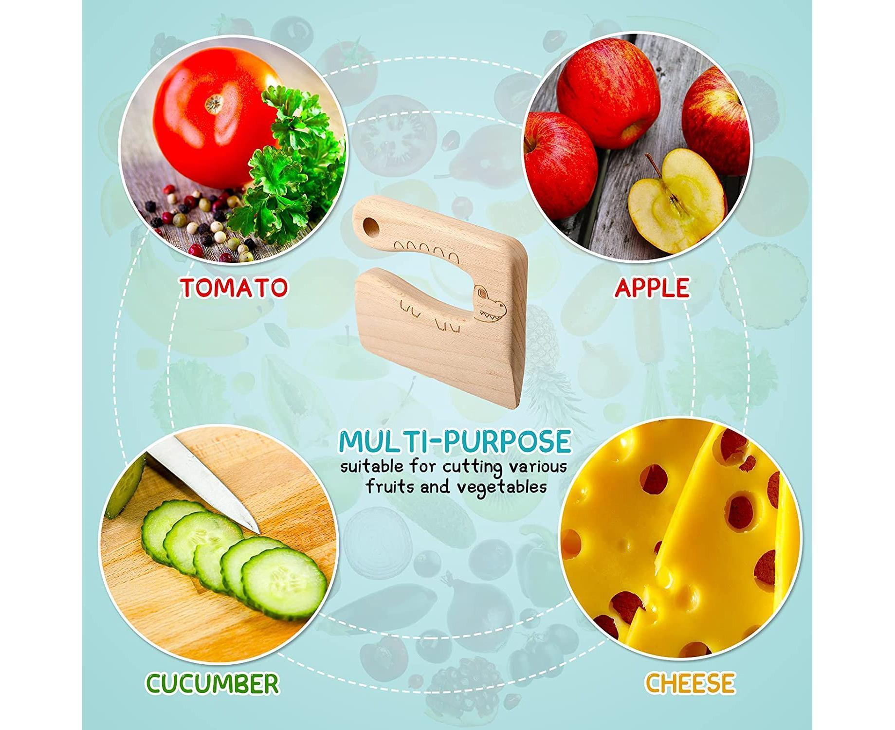 2 Pieces Wooden Babies Knife For Cooking, Babies secure Knives Wooden Babies Knife For Cooking And Cutting Veggies Fruits - Image 5
