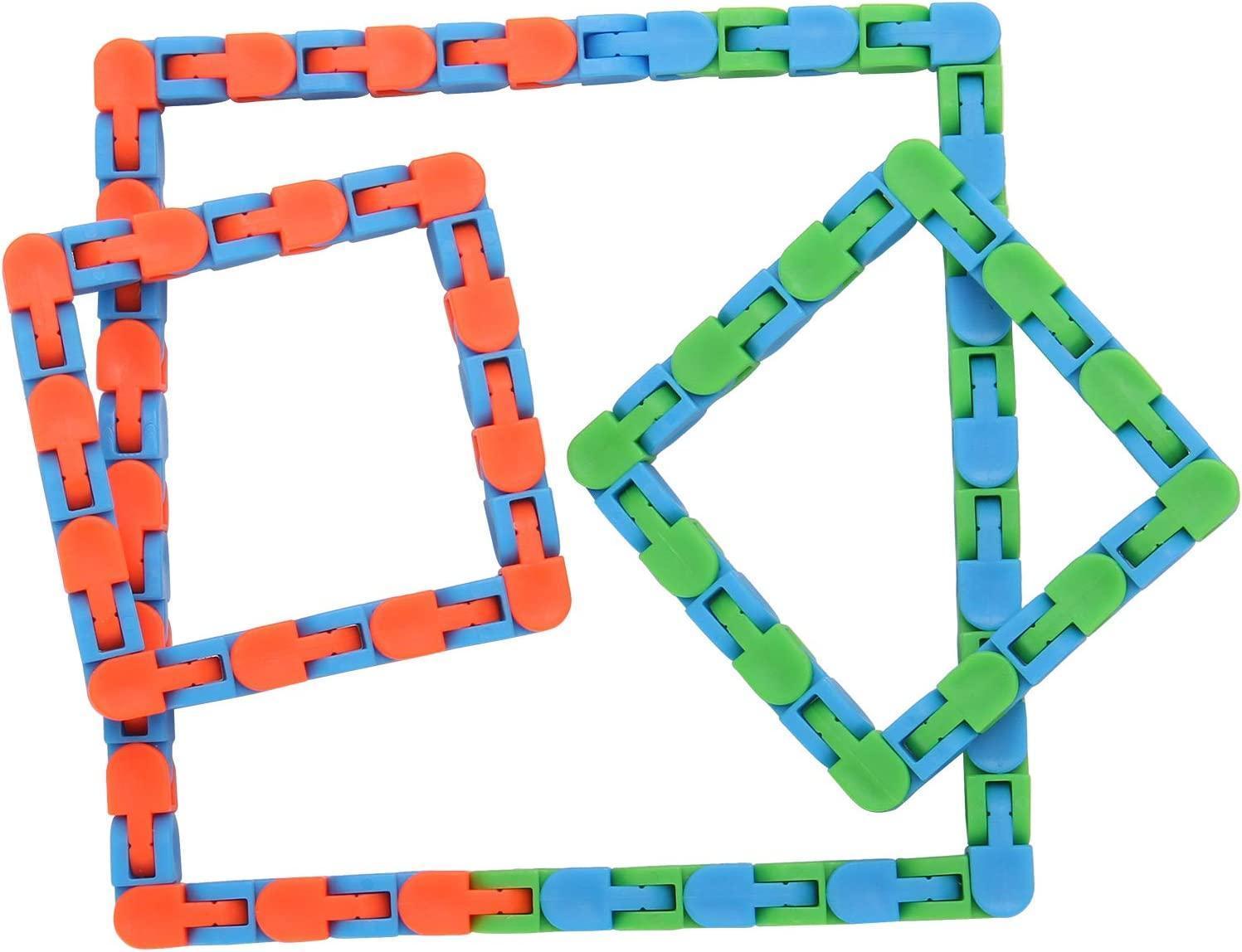 6 Pack 24 Links Wacky Tracks Snap and Click Fidget Toys, Finger Sensory Toys, Snake Puzzles - Image 3
