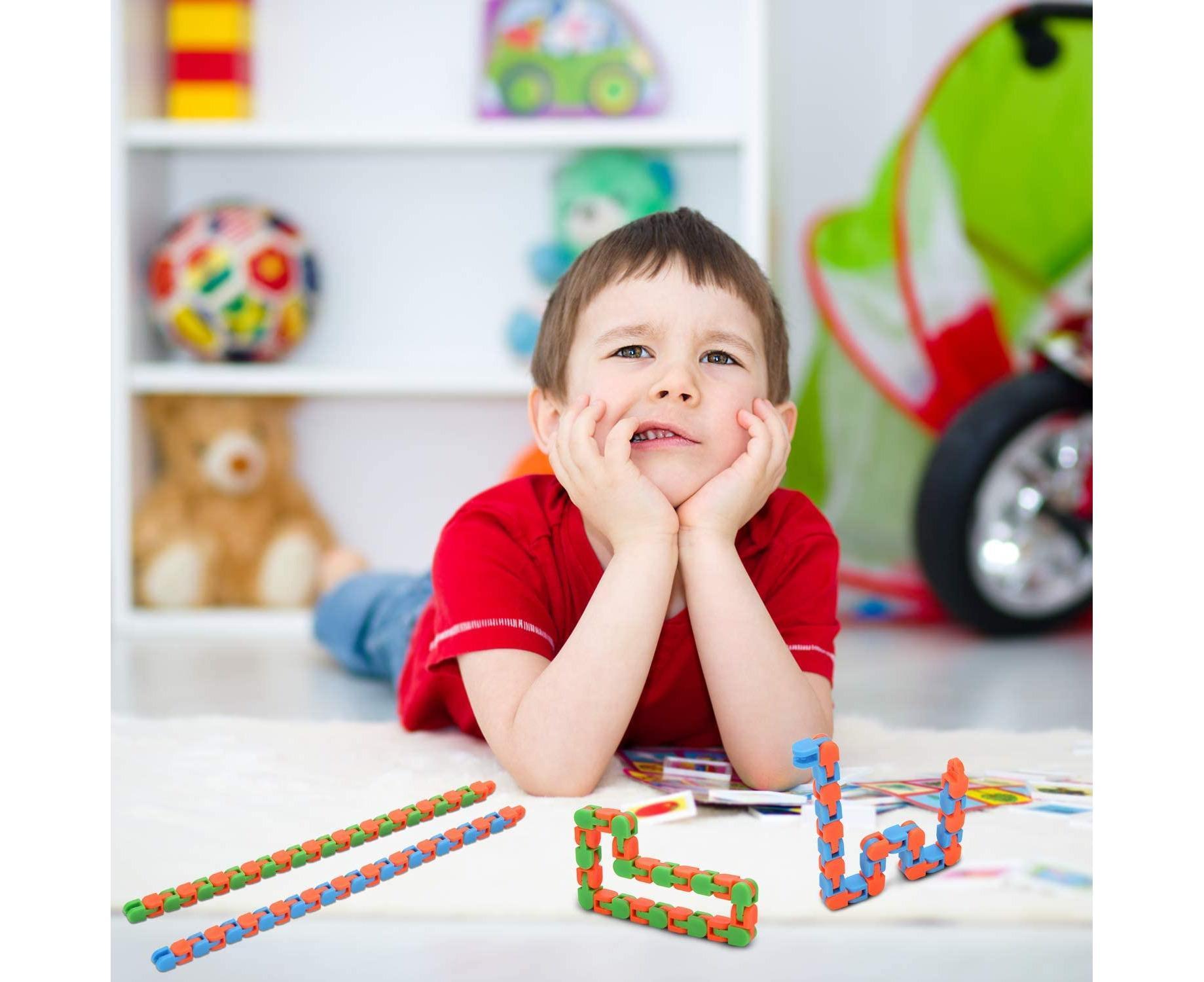 6 Pack 24 Links Wacky Tracks Snap and Click Fidget Toys, Finger Sensory Toys, Snake Puzzles - Image 6