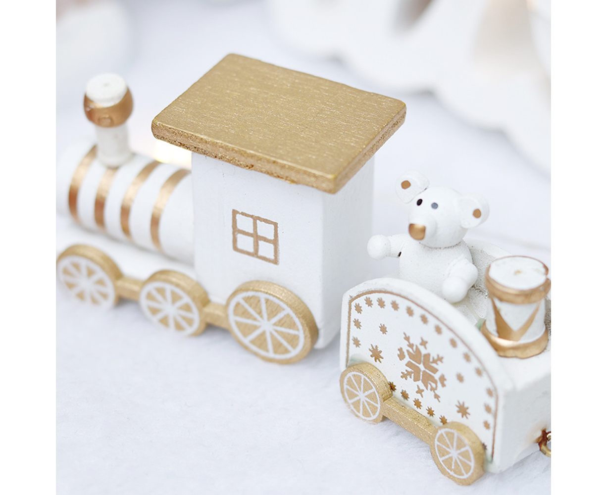 Wooden Christmas Train with 3 Carriages for Boys Girls Babies Festive Advent Calendar Decor Gift-White - Image 3