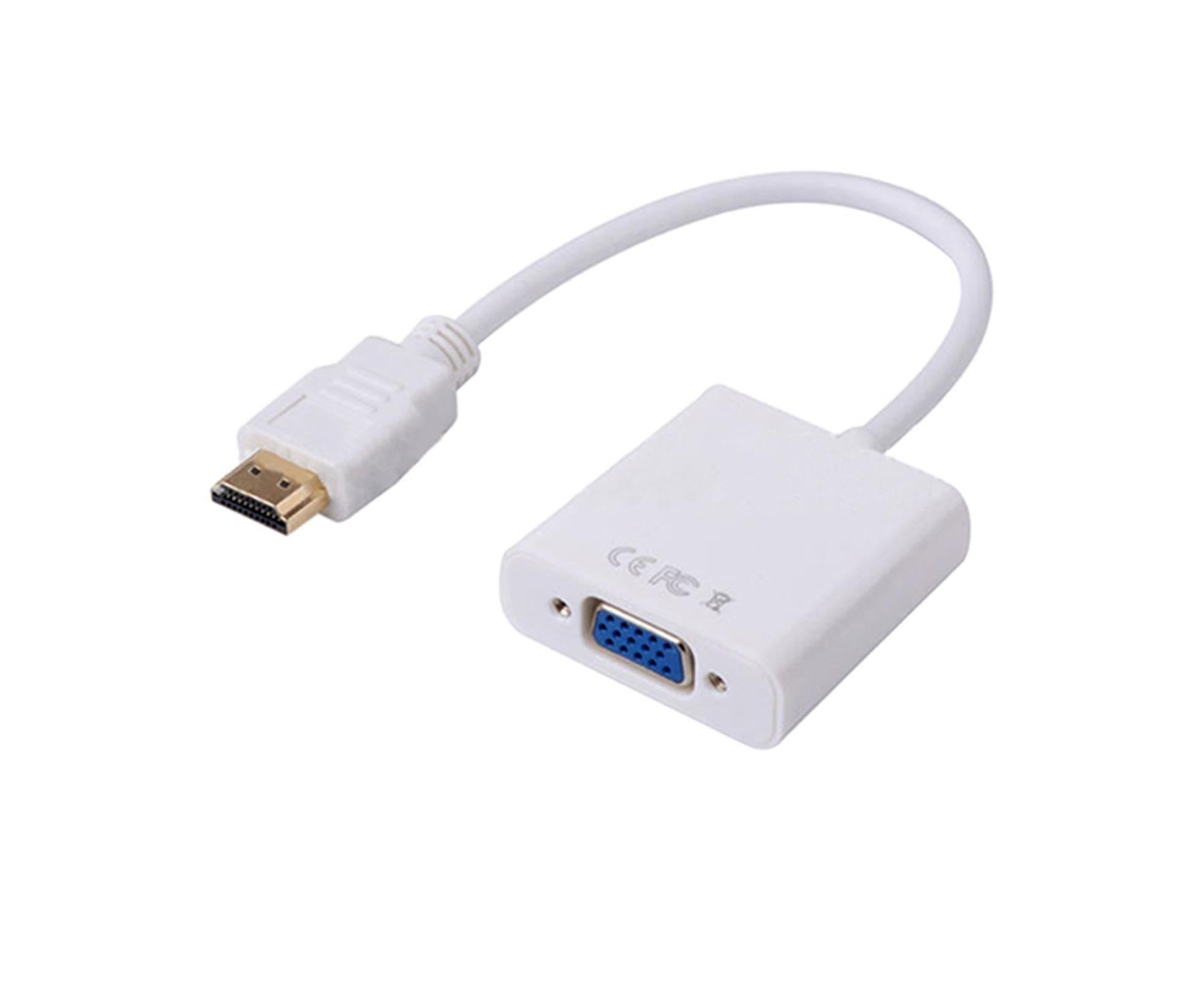 1080P VGA Male to HDMI-compatible Video Adapter Universal Gold Plated Female for PC HDTV - White - Image 1