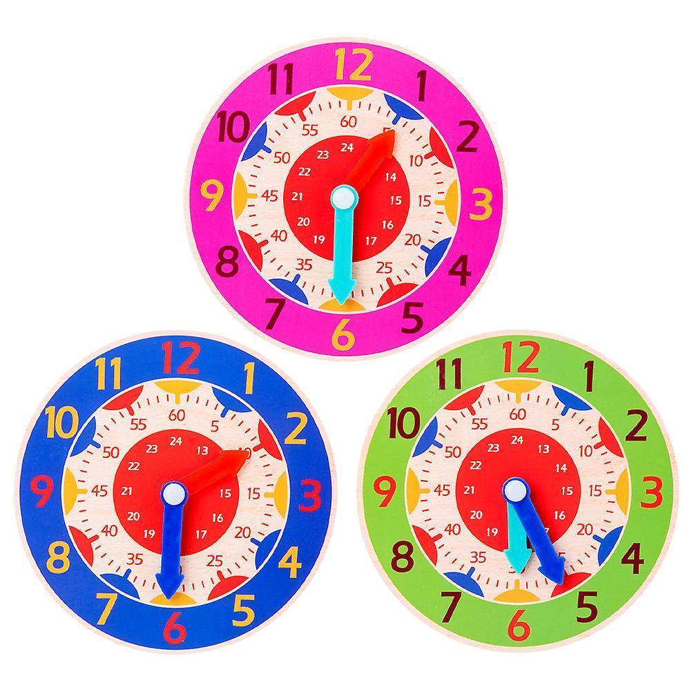 3pcs Wooden Clock Toys Clock Cognitive Toys Early Educational Learning Toys - Image 1