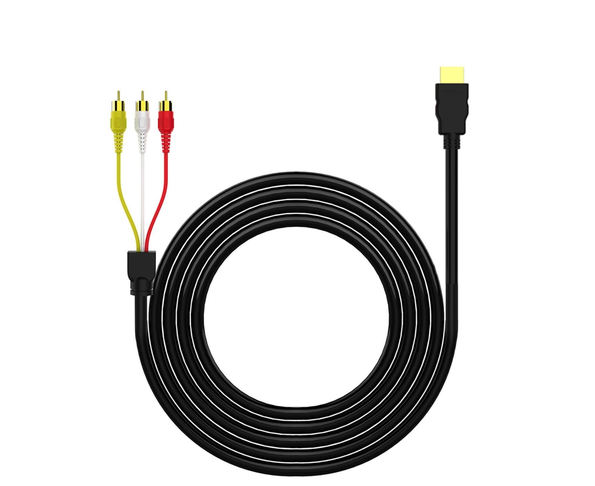 2Pcs/Set RCA Cable HDMI-compatible Male to 3 RCA PVC 3 RCA to SCART Adapter for TV - Black - Image 2