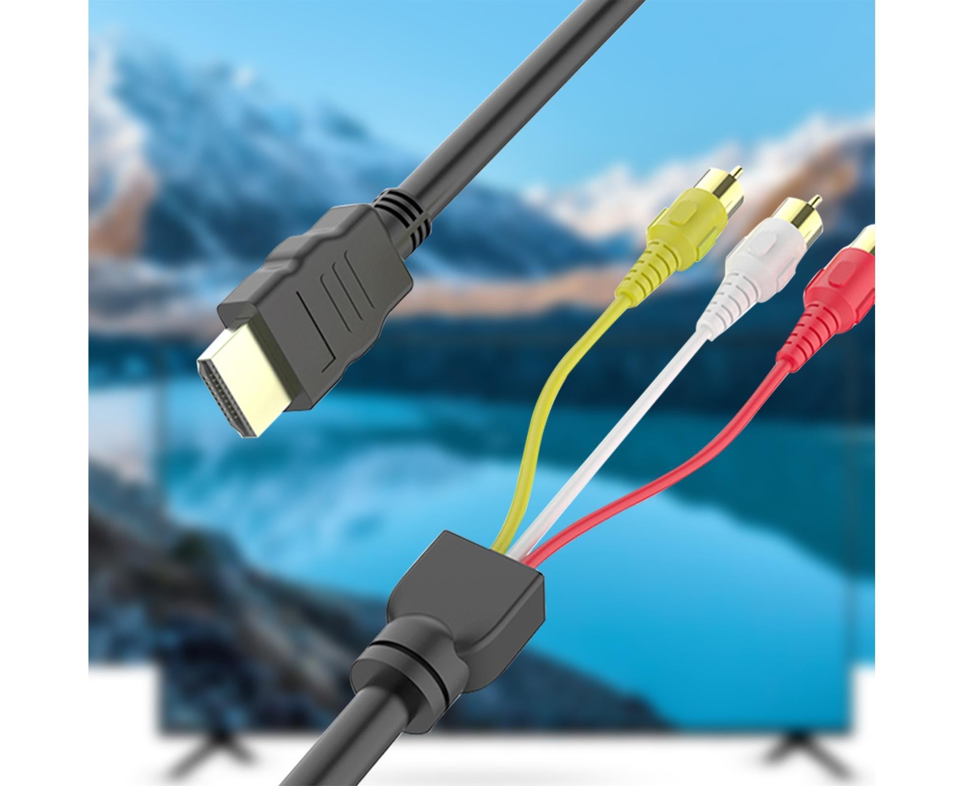 2Pcs/Set RCA Cable HDMI-compatible Male to 3 RCA PVC 3 RCA to SCART Adapter for TV - Black - Image 4