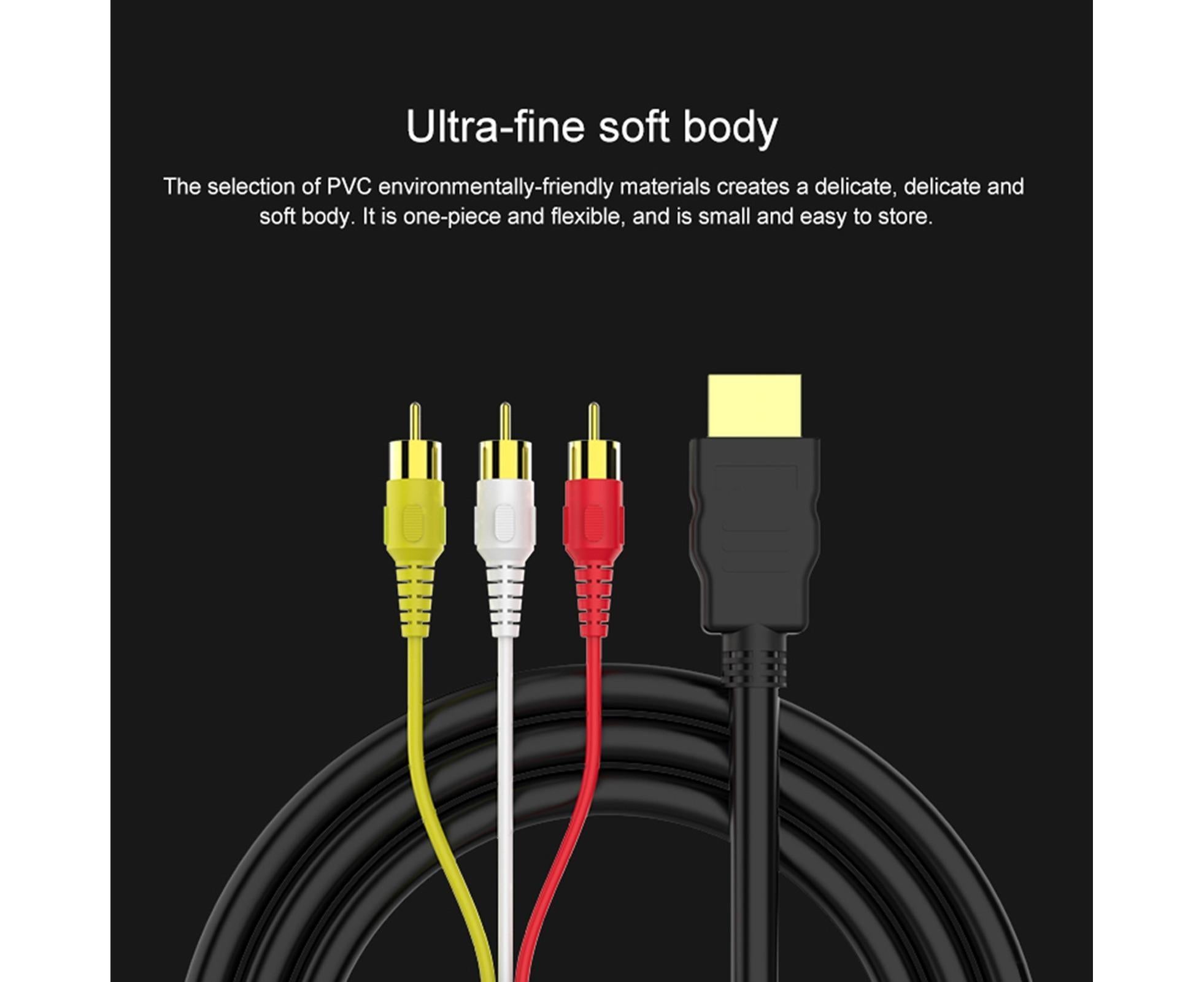 2Pcs/Set RCA Cable HDMI-compatible Male to 3 RCA PVC 3 RCA to SCART Adapter for TV - Black - Image 5