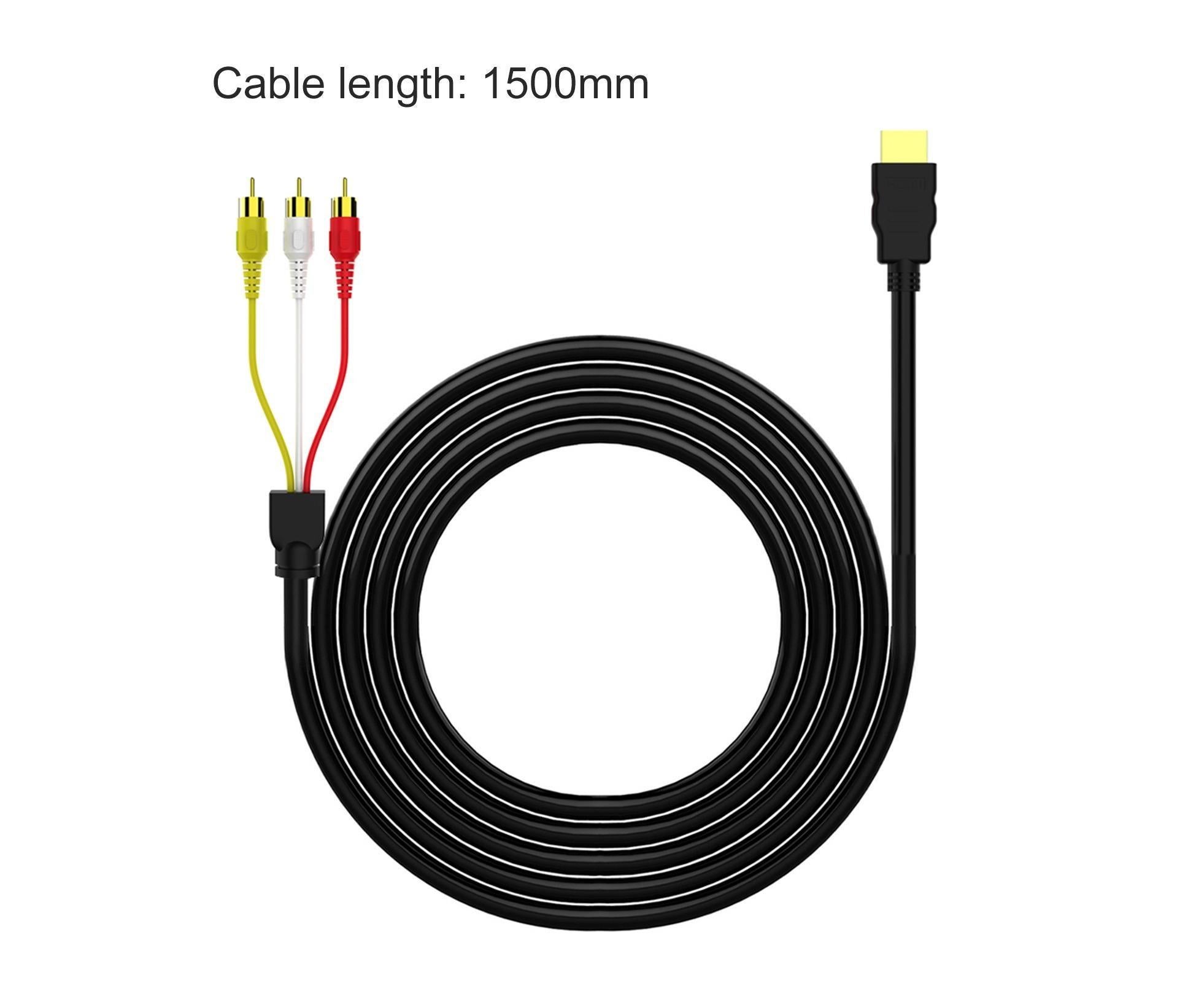 2Pcs/Set RCA Cable HDMI-compatible Male to 3 RCA PVC 3 RCA to SCART Adapter for TV - Black - Image 6