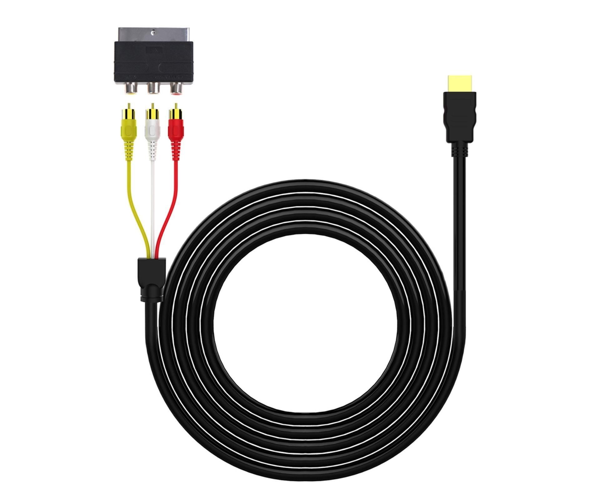 2Pcs/Set RCA Cable HDMI-compatible Male to 3 RCA PVC 3 RCA to SCART Adapter for TV - Black - Image 8