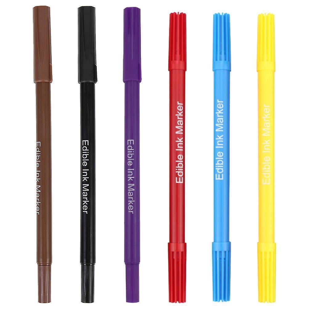 6pcs Double-tips Food Markers Practical Edible Pens Cookie Decorating Pens Convenient Edible Markers - Image 2