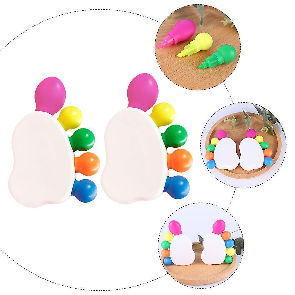 2 Sets Creative Foot Toe Shape Marker Pens Colorful Highlighter Pens for Student - Image 2