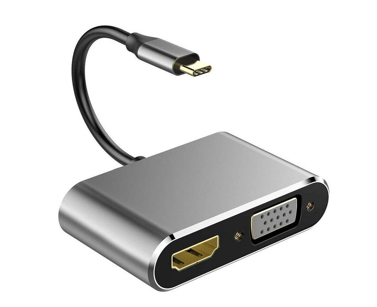 4 in 1 USB Type-C to  HDMI-compatible VGA Card Reader Ports Hub Adapter for MacBook Pro - Black - Image 2