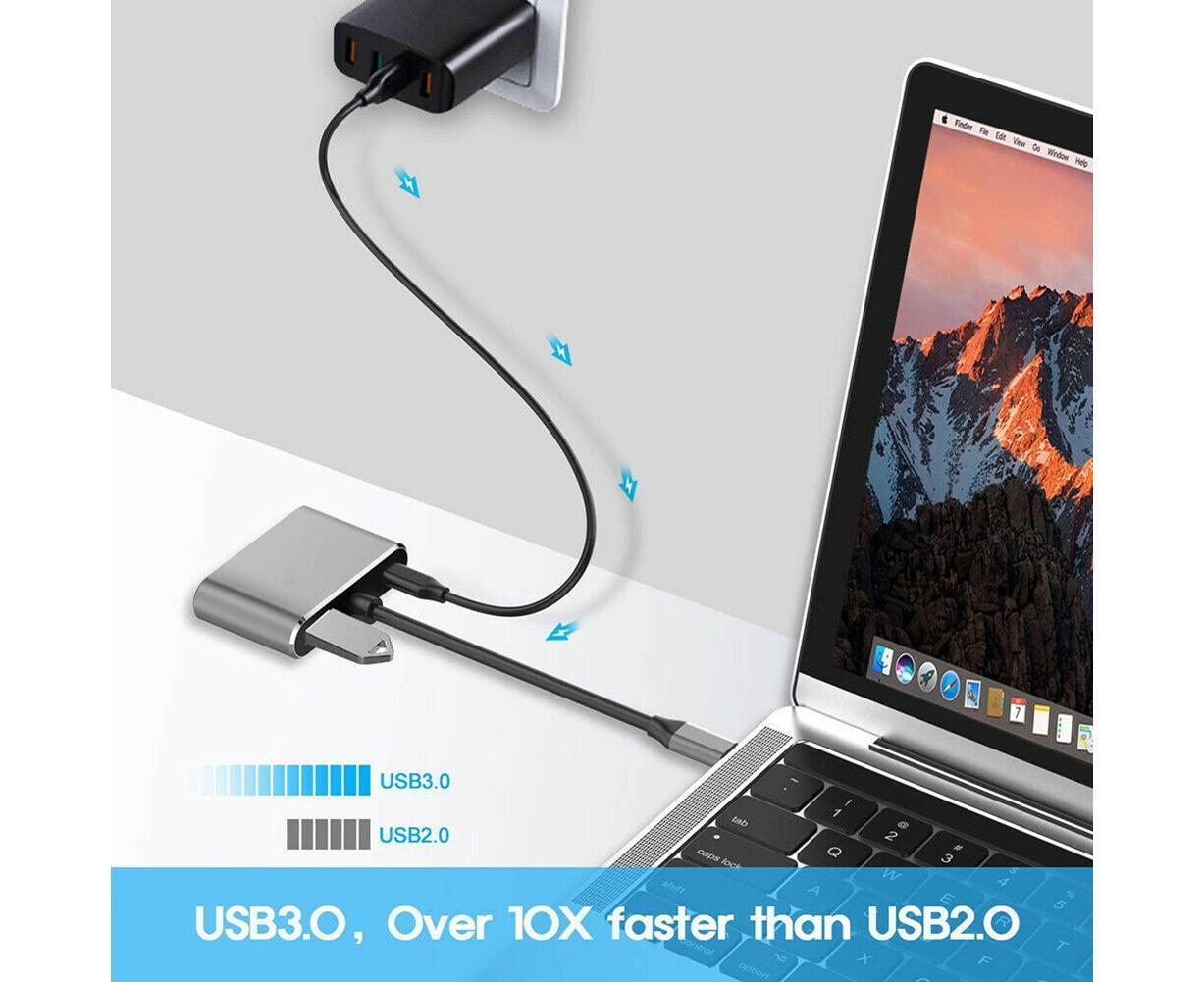 4 in 1 USB Type-C to  HDMI-compatible VGA Card Reader Ports Hub Adapter for MacBook Pro - Black - Image 4