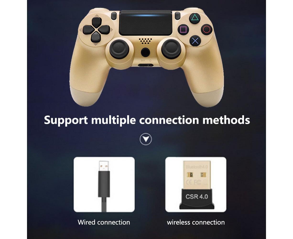 Wireless Game Controller Ps4 Controller Bluetooth Dual Head Head Handle Joystick Game Pad For The Game Console 4 - Gold - Image 4