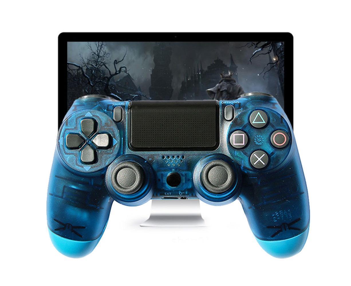 Wireless Game Controller Ps4 Controller Bluetooth Dual Head Head Handle Joystick Game Pad For The Game Console 4 - Transparent blue - Image 3