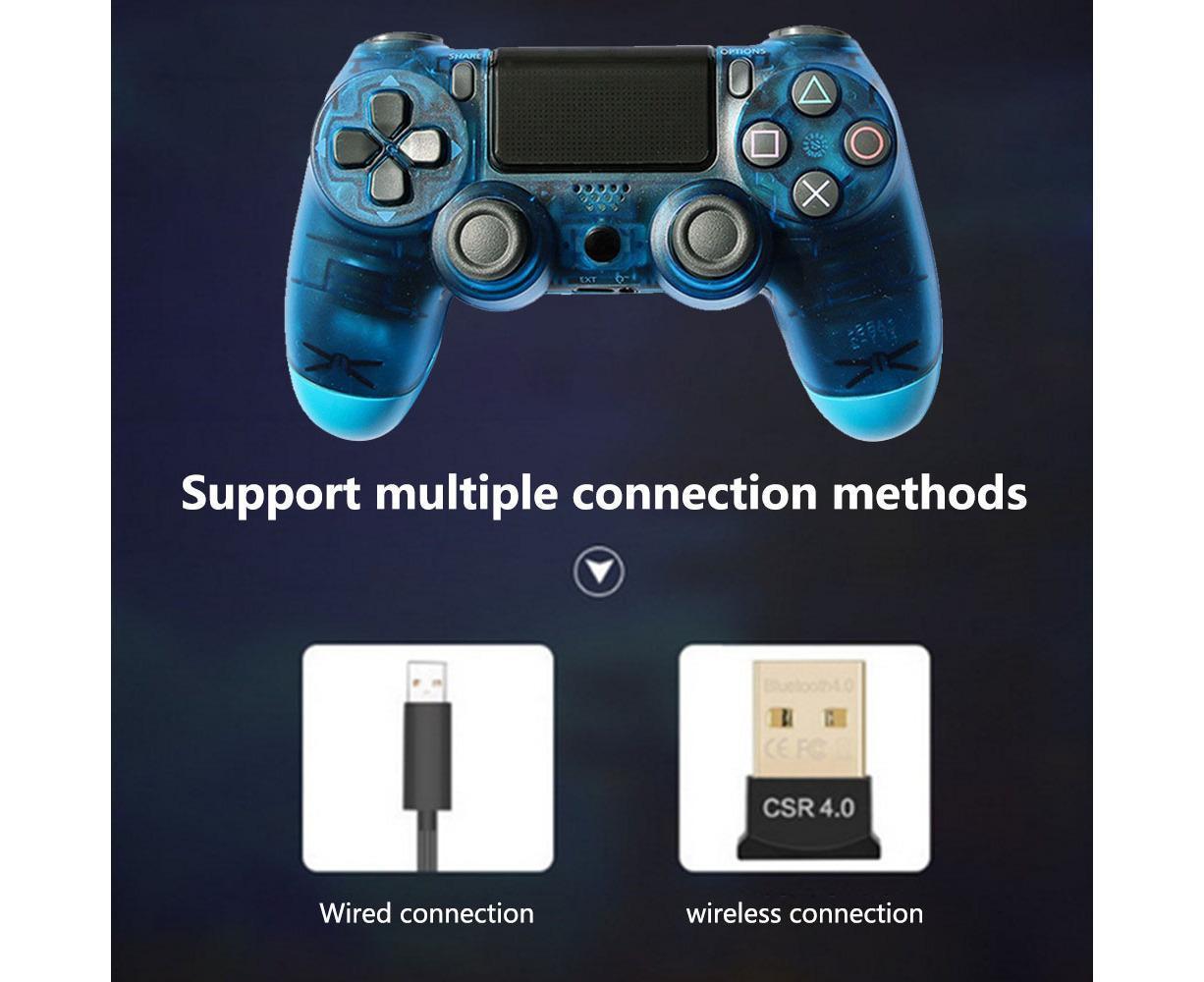 Wireless Game Controller Ps4 Controller Bluetooth Dual Head Head Handle Joystick Game Pad For The Game Console 4 - Transparent blue - Image 4