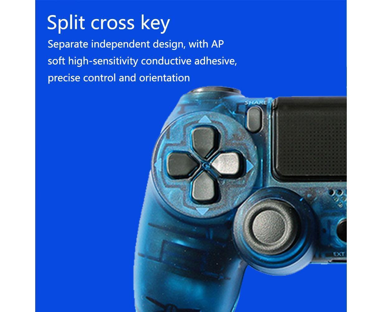 Wireless Game Controller Ps4 Controller Bluetooth Dual Head Head Handle Joystick Game Pad For The Game Console 4 - Transparent blue - Image 7