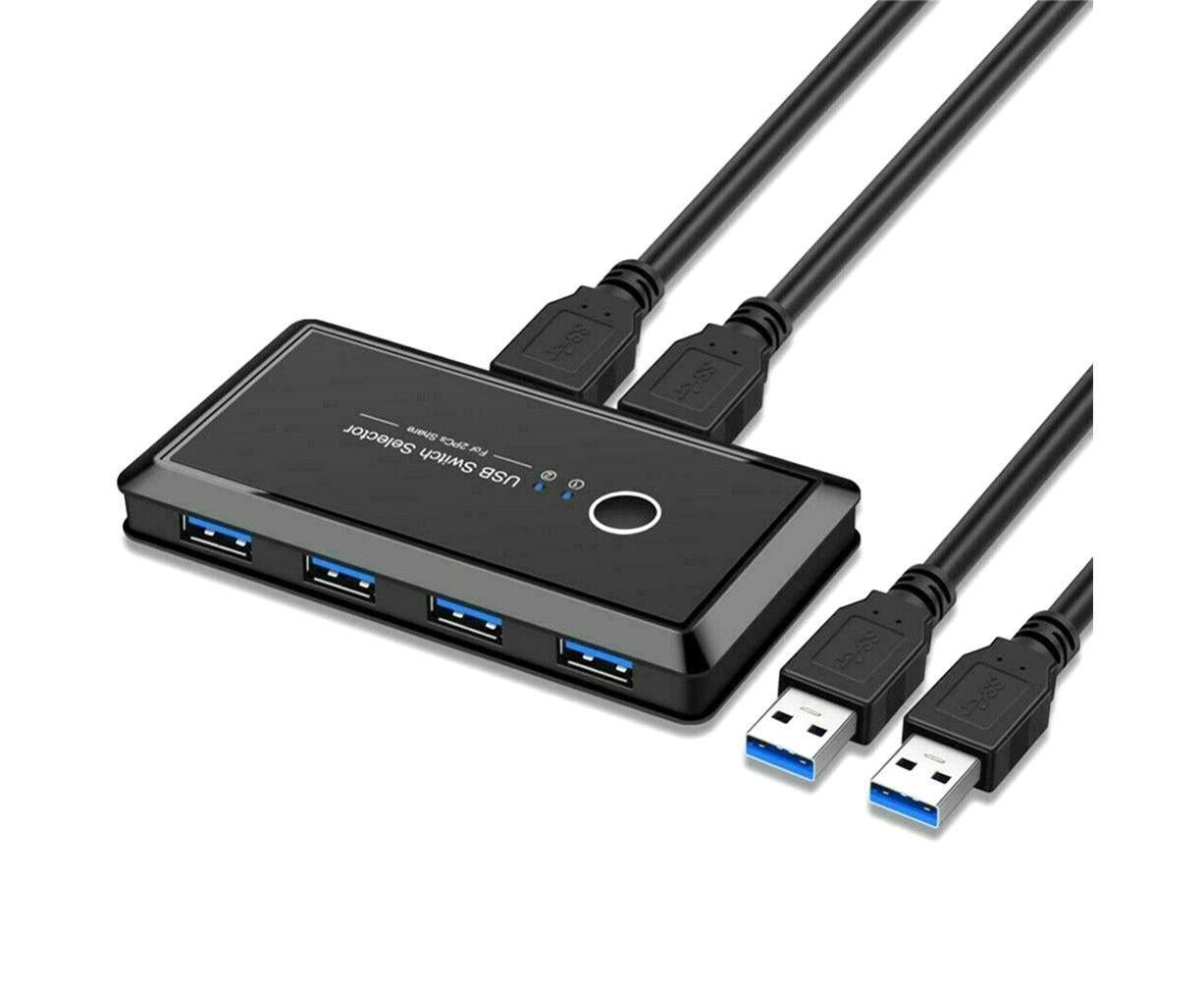 4 USB 2.0 Output Port Computer Sharing Hub Switcher Selector for Mac Chrome OS - Black - Image 1
