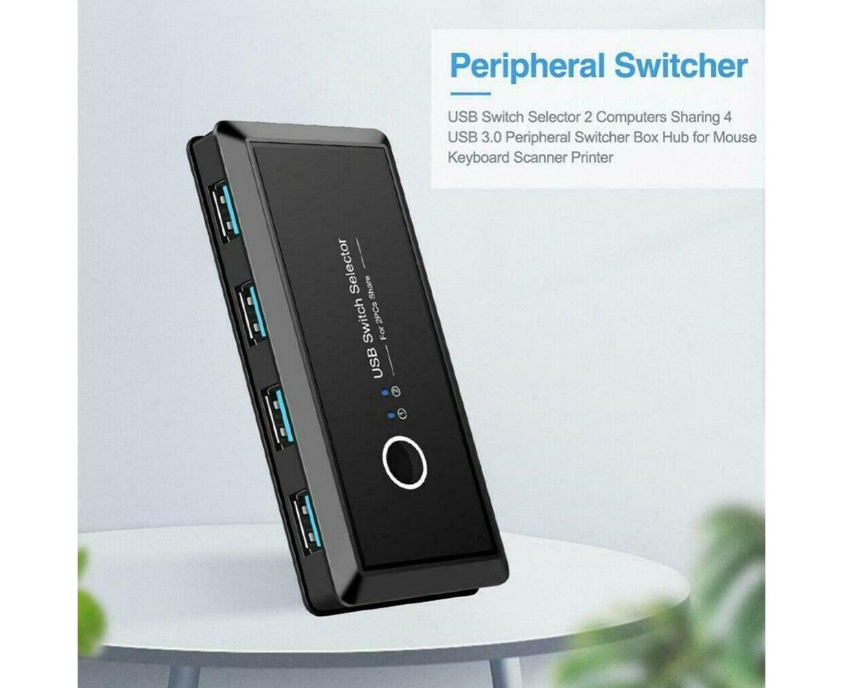 4 USB 2.0 Output Port Computer Sharing Hub Switcher Selector for Mac Chrome OS - Black - Image 3