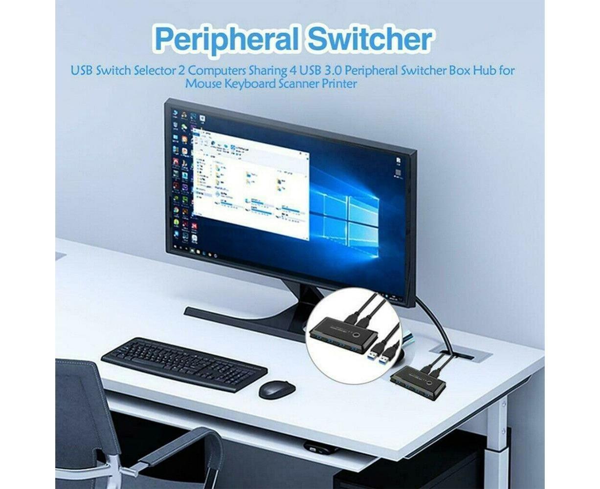 4 USB 2.0 Output Port Computer Sharing Hub Switcher Selector for Mac Chrome OS - Black - Image 5