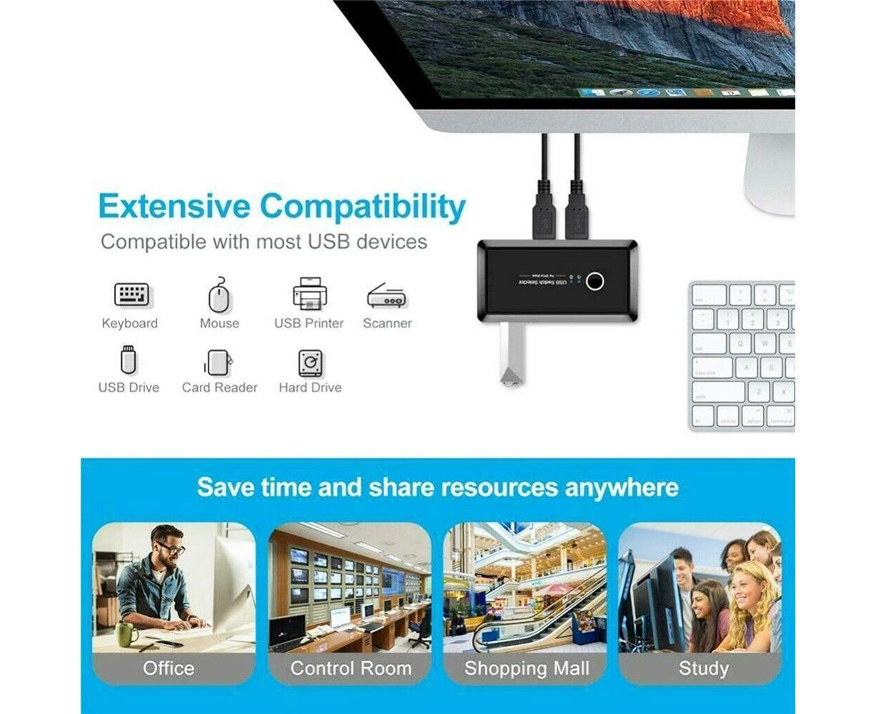 4 USB 2.0 Output Port Computer Sharing Hub Switcher Selector for Mac Chrome OS - Black - Image 6