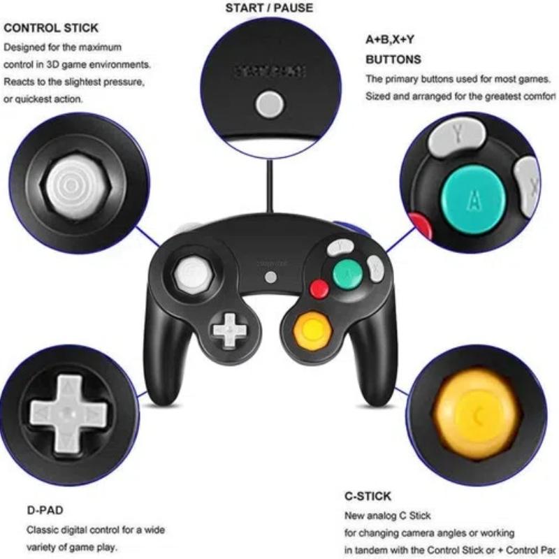 Wired Game Controller for NGC Console - Classic Design,Compatible with GameCube,Vibration Feature - Blue - Image 2