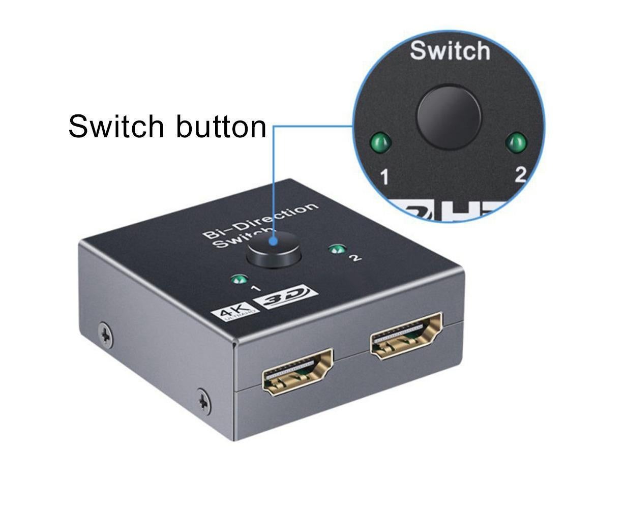 4K HDMI-compatible Dual Multiport Adapter with 2 LED Display Indicators Devices Switcher - Black - Image 3
