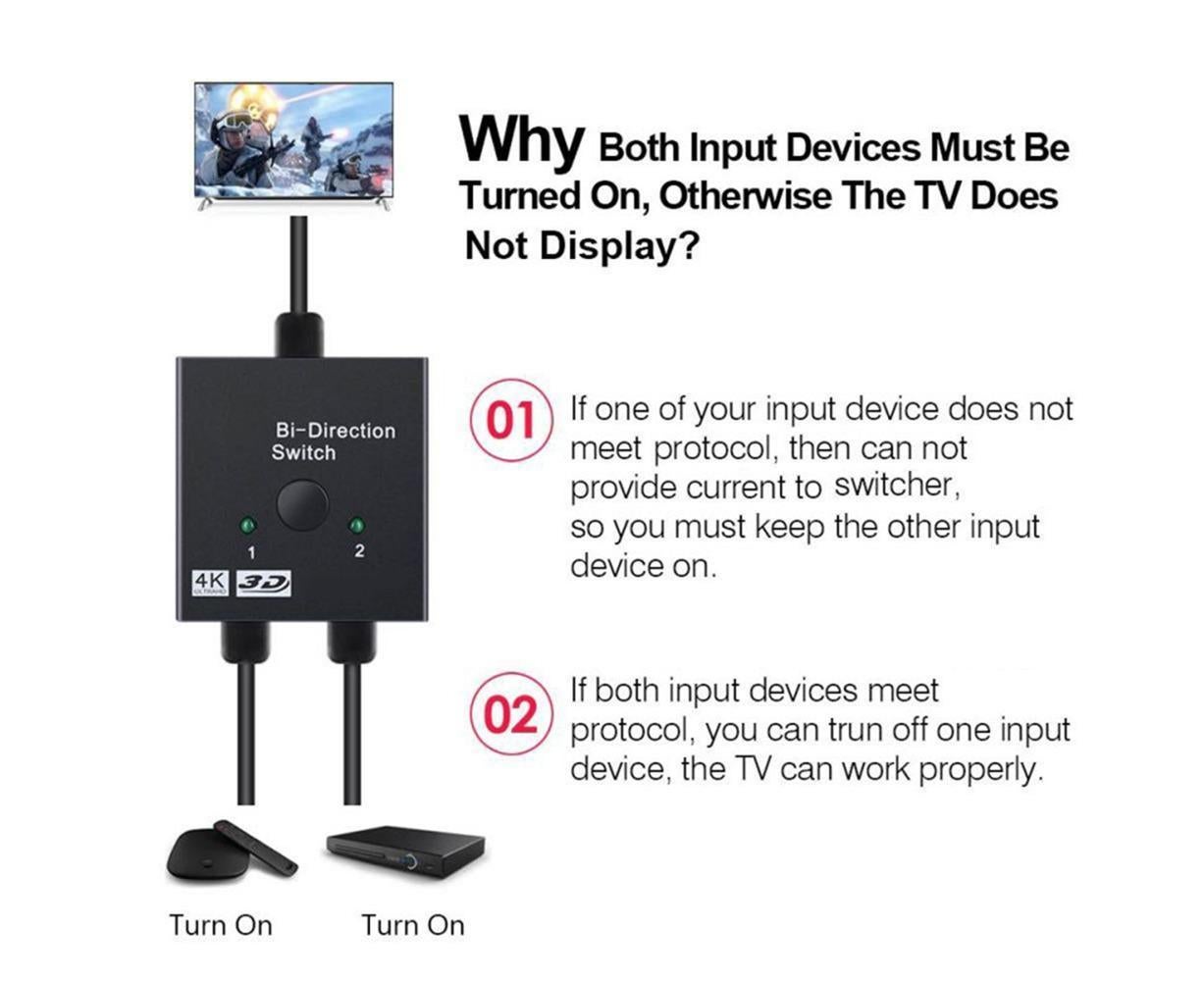 4K HDMI-compatible Dual Multiport Adapter with 2 LED Display Indicators Devices Switcher - Black - Image 5