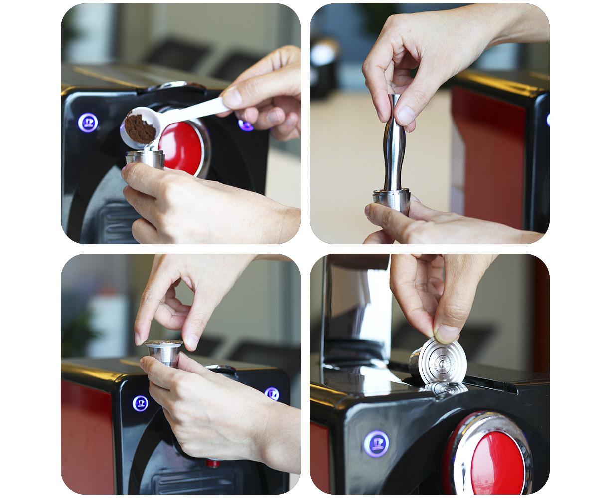 Stainless Steel Reusable Coffee Capsules with Press Coffee Tamper Refillable Coffee Pod Filter for Nespresso - Image 2