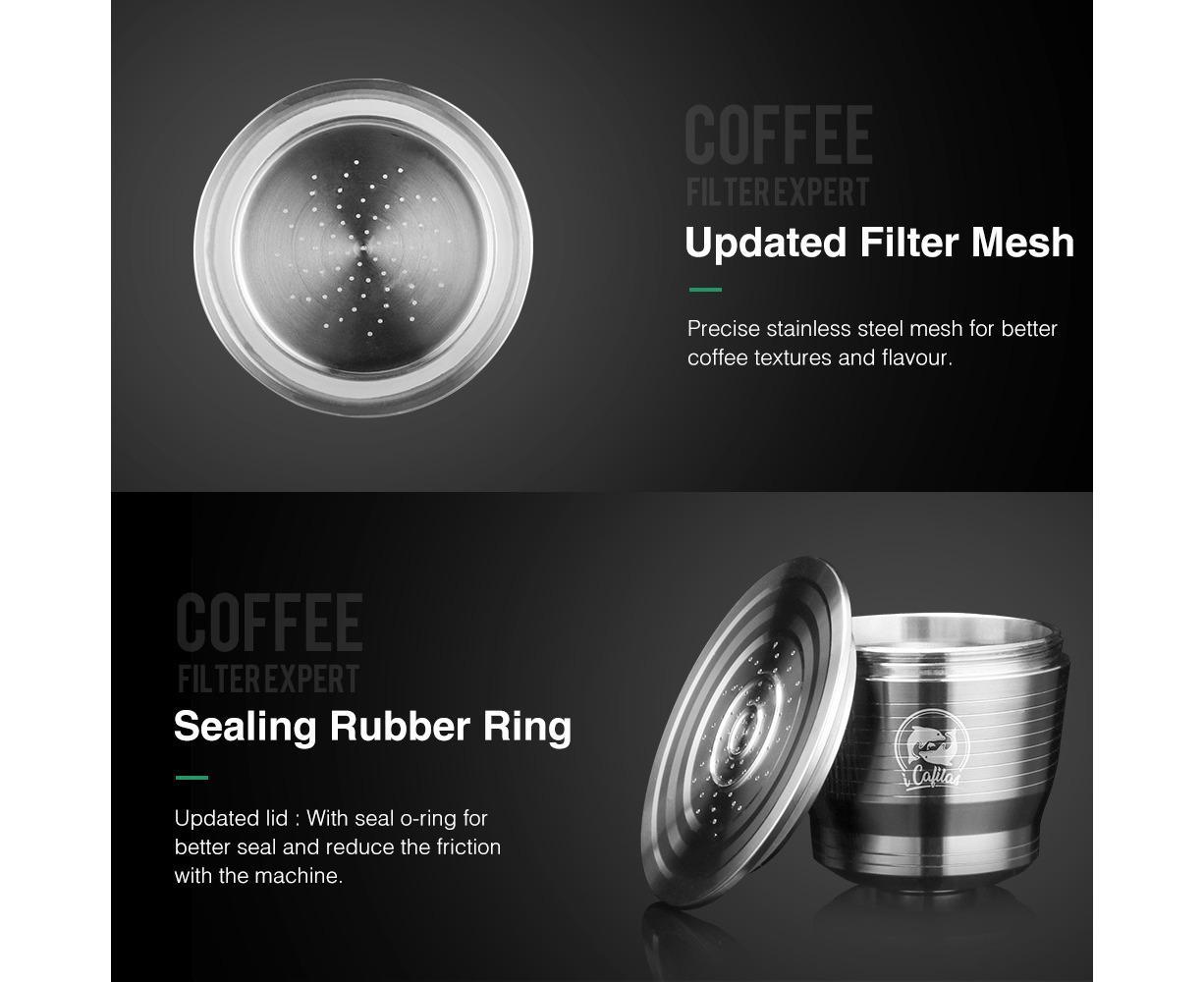 Stainless Steel Reusable Coffee Capsules with Press Coffee Tamper Refillable Coffee Pod Filter for Nespresso - Image 3