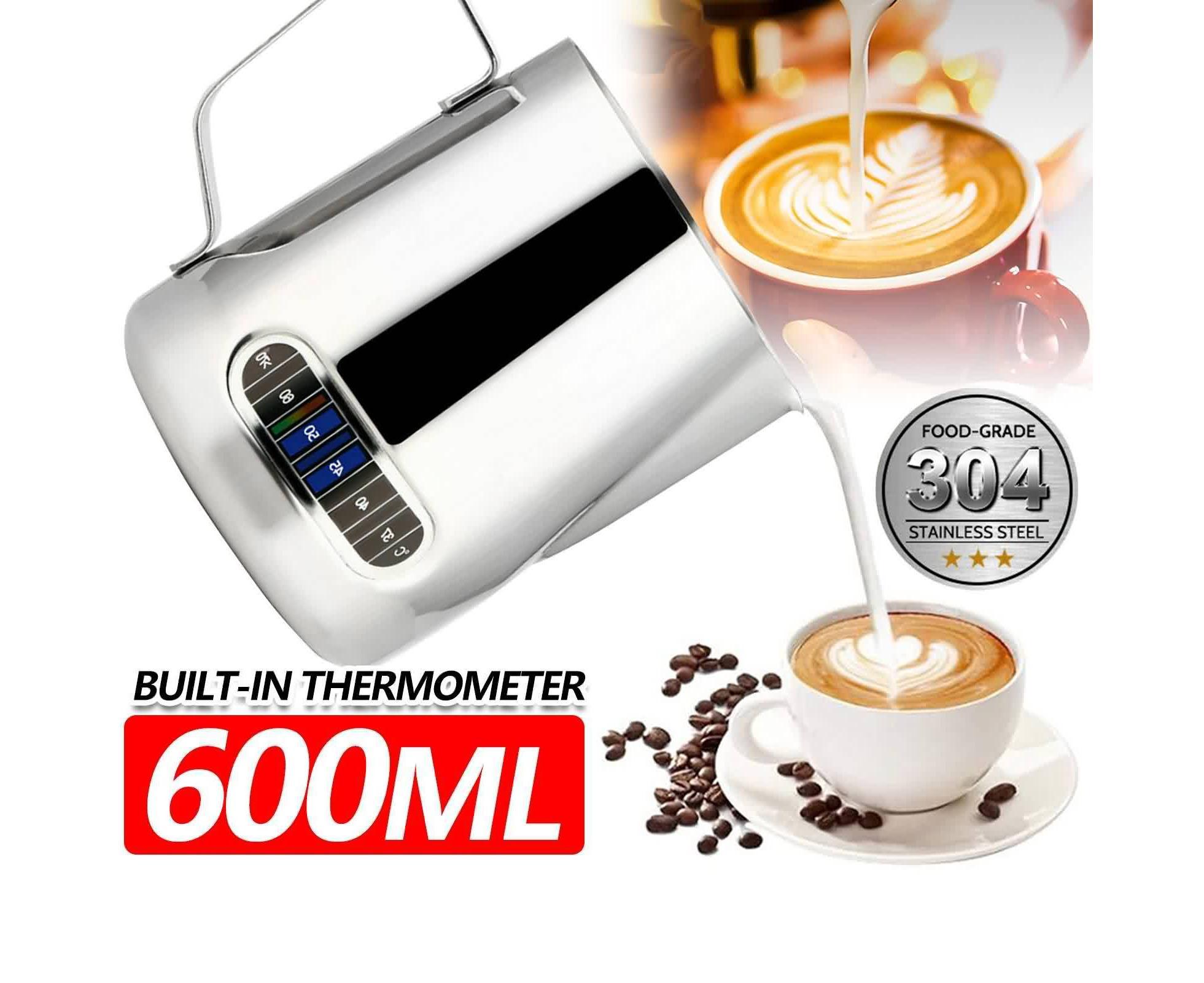 600ml Milk Frothing Thermometer Espresso Coffee Pitcher Stainless Steel Jug - Image 2