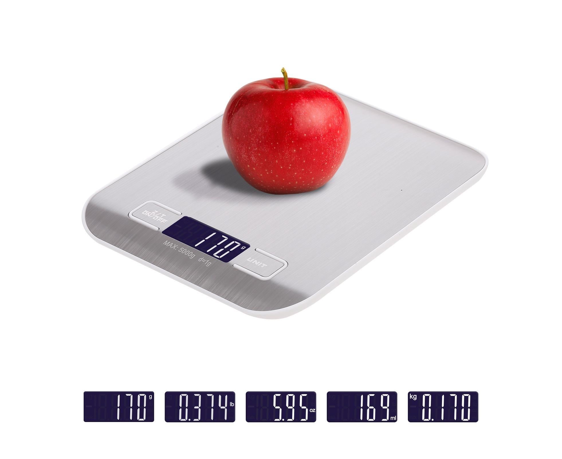 Kitchen Scale Digital Food Scale 5KG Measuring Range for Cooking Baking g lb oz ml kg Milk ml Stainless Steel Rechargeable - Image 2