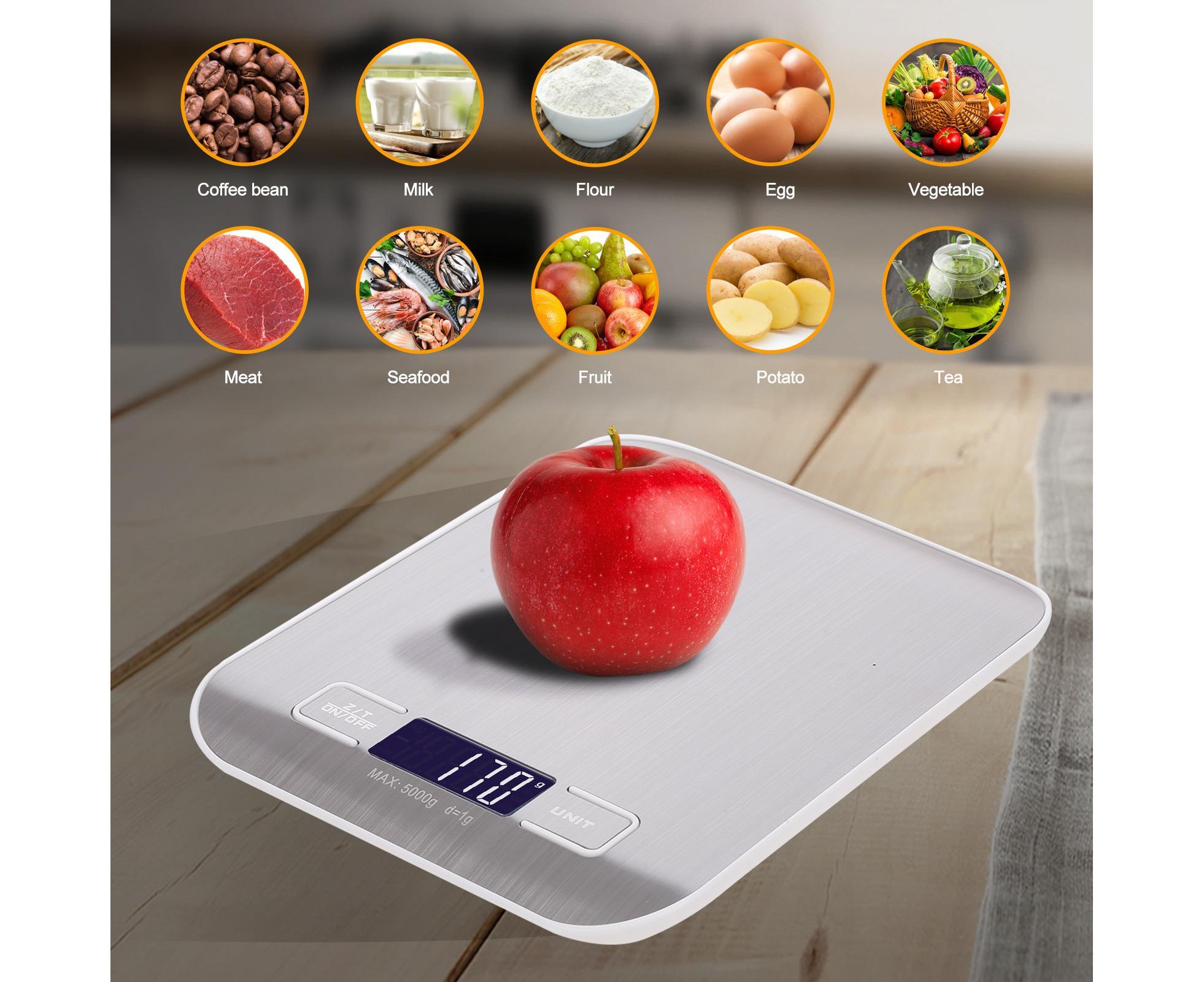 Kitchen Scale Digital Food Scale 5KG Measuring Range for Cooking Baking g lb oz ml kg Milk ml Stainless Steel Rechargeable - Image 4