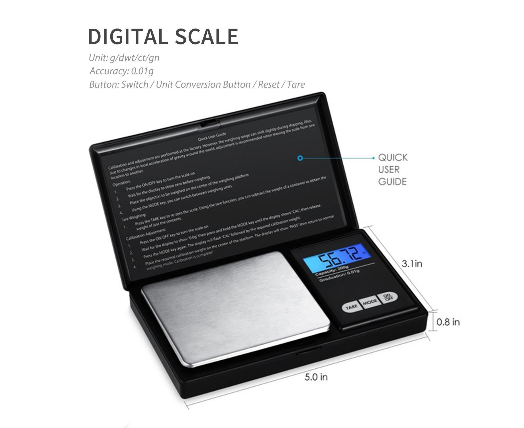 100g Jewelry Scale Digital Pocket Scales LCD Display Scale Small Mini Kitchen Scales Weight g dwt gn ct for Baking Cooking Portable Jewelry - Image 3