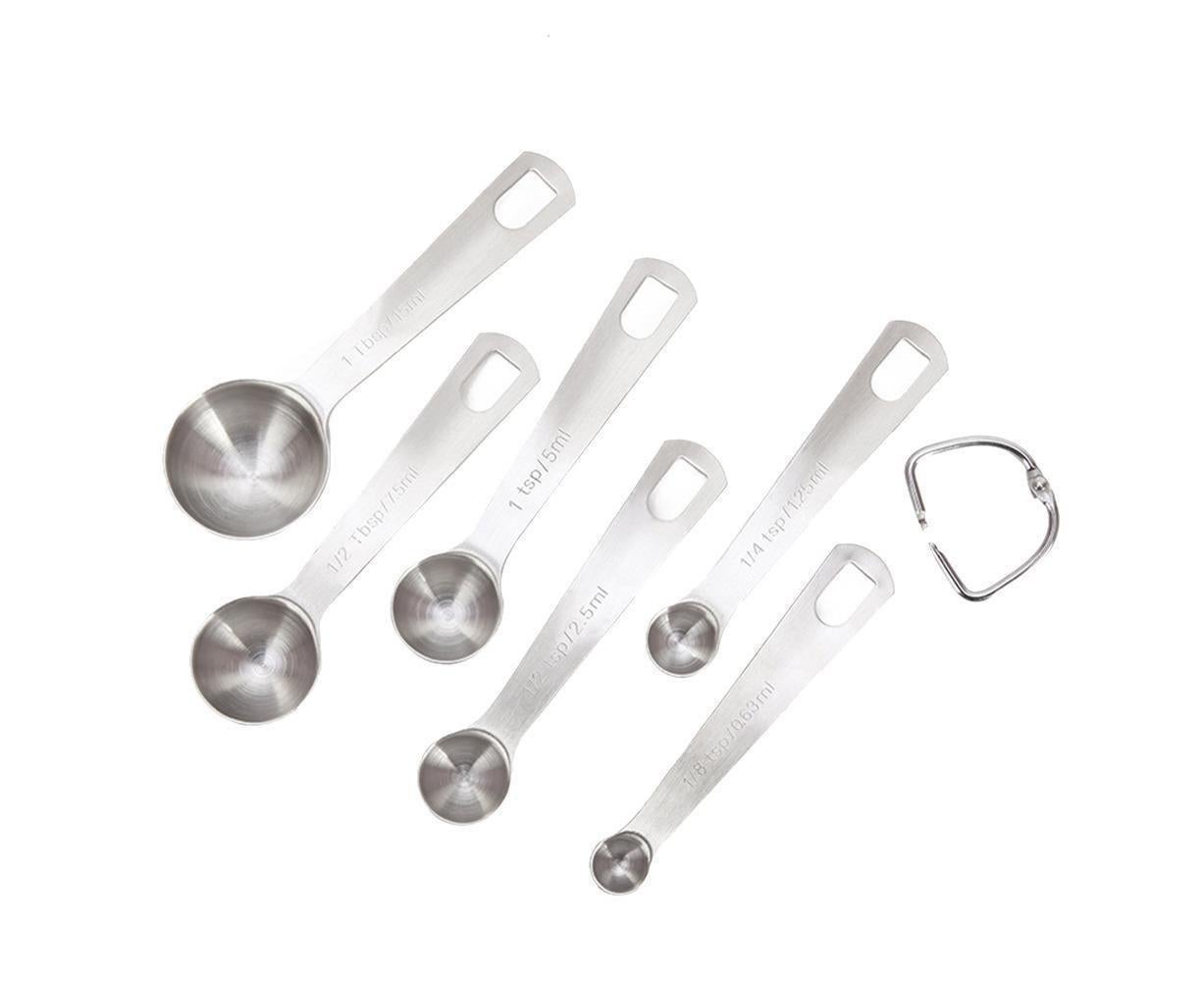 6Pcs Stainless Steel Measuring Spoons Set Measure Baking Coffee Kitchen Tool - Image 2
